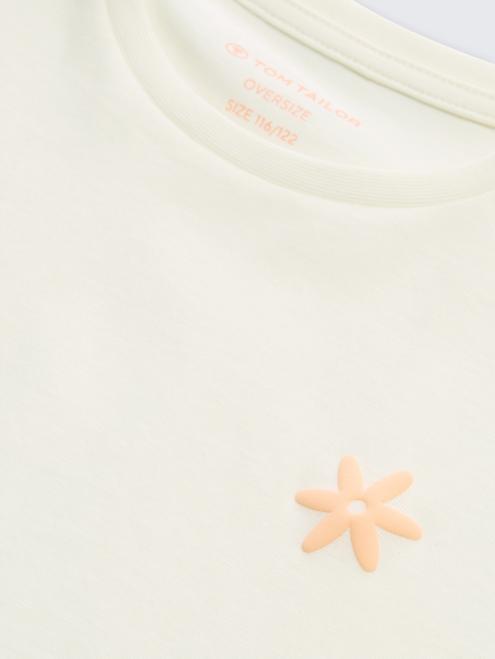Oversize T-Shirt mit Schleifen-Detail - Wool White - Detail-Model-Ansicht