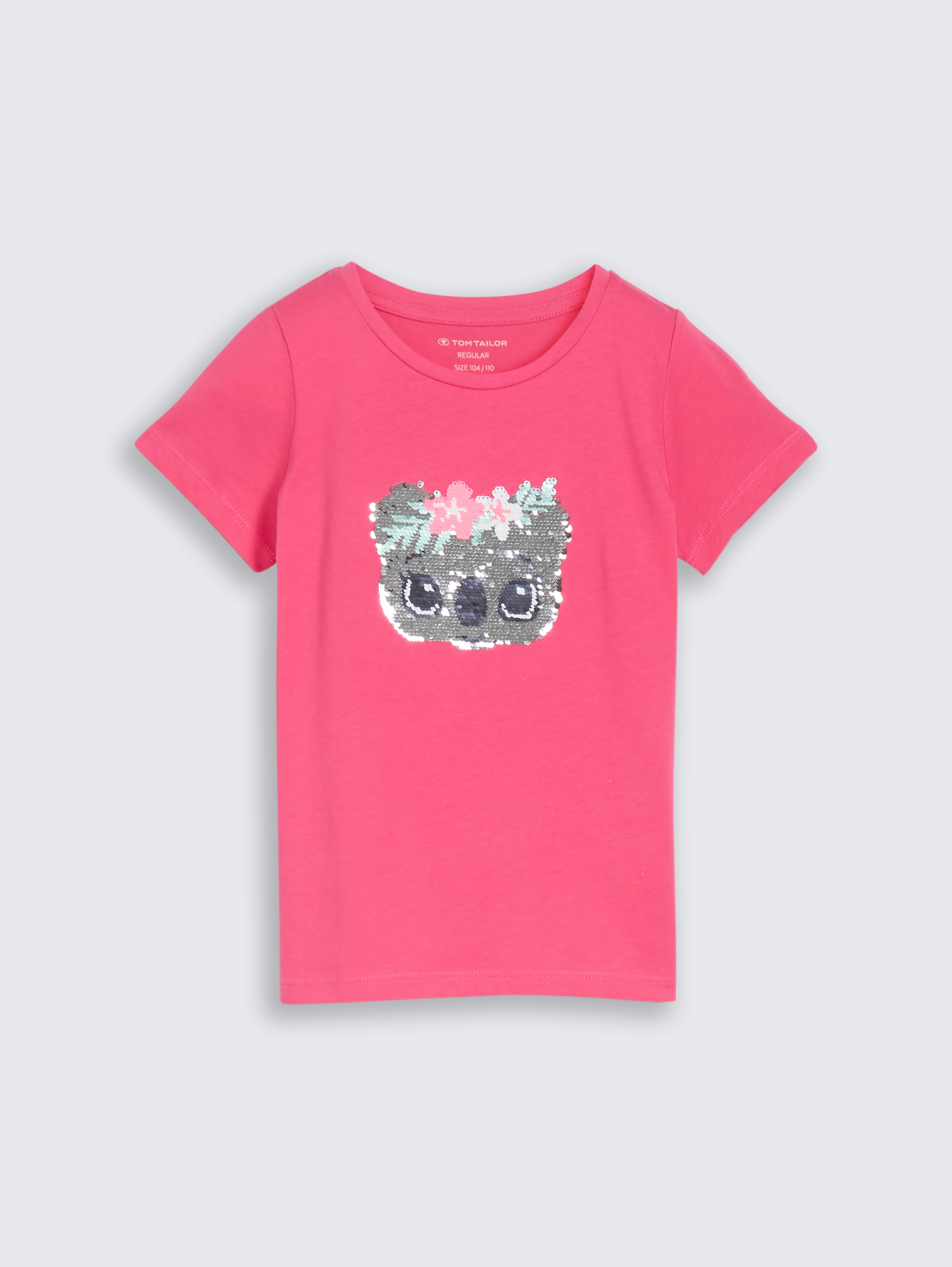 T-Shirt mit Wendepailletten von Mini Girls, Flashy Pink