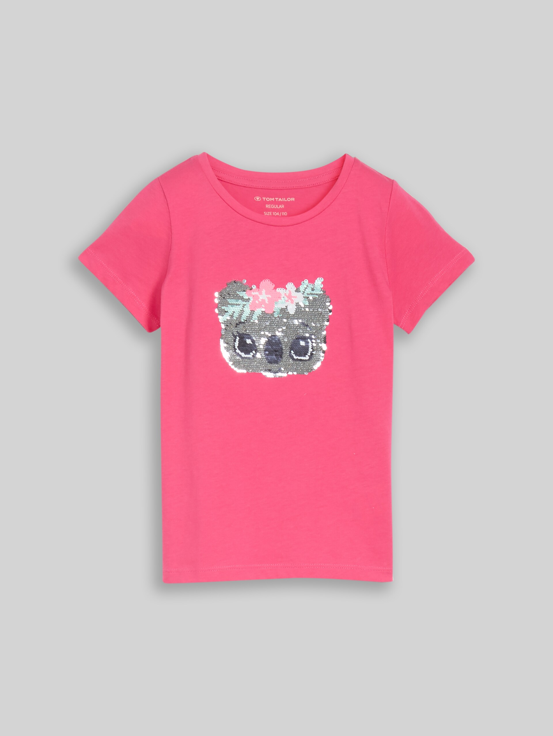 T-shirt with reversible sequins - Flashy Pink - Front product view