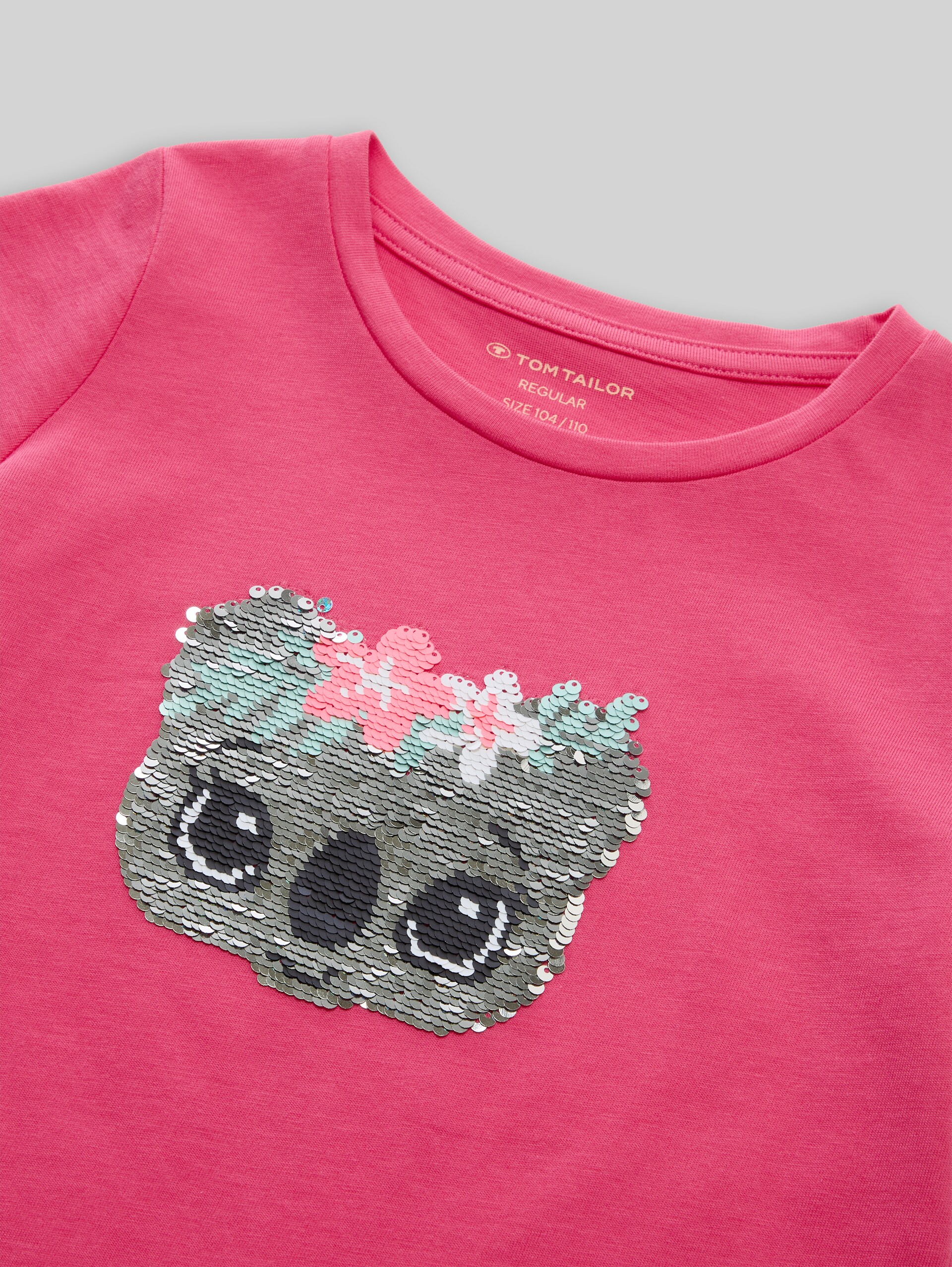 T-shirt with reversible sequins - Flashy Pink - Detail model view