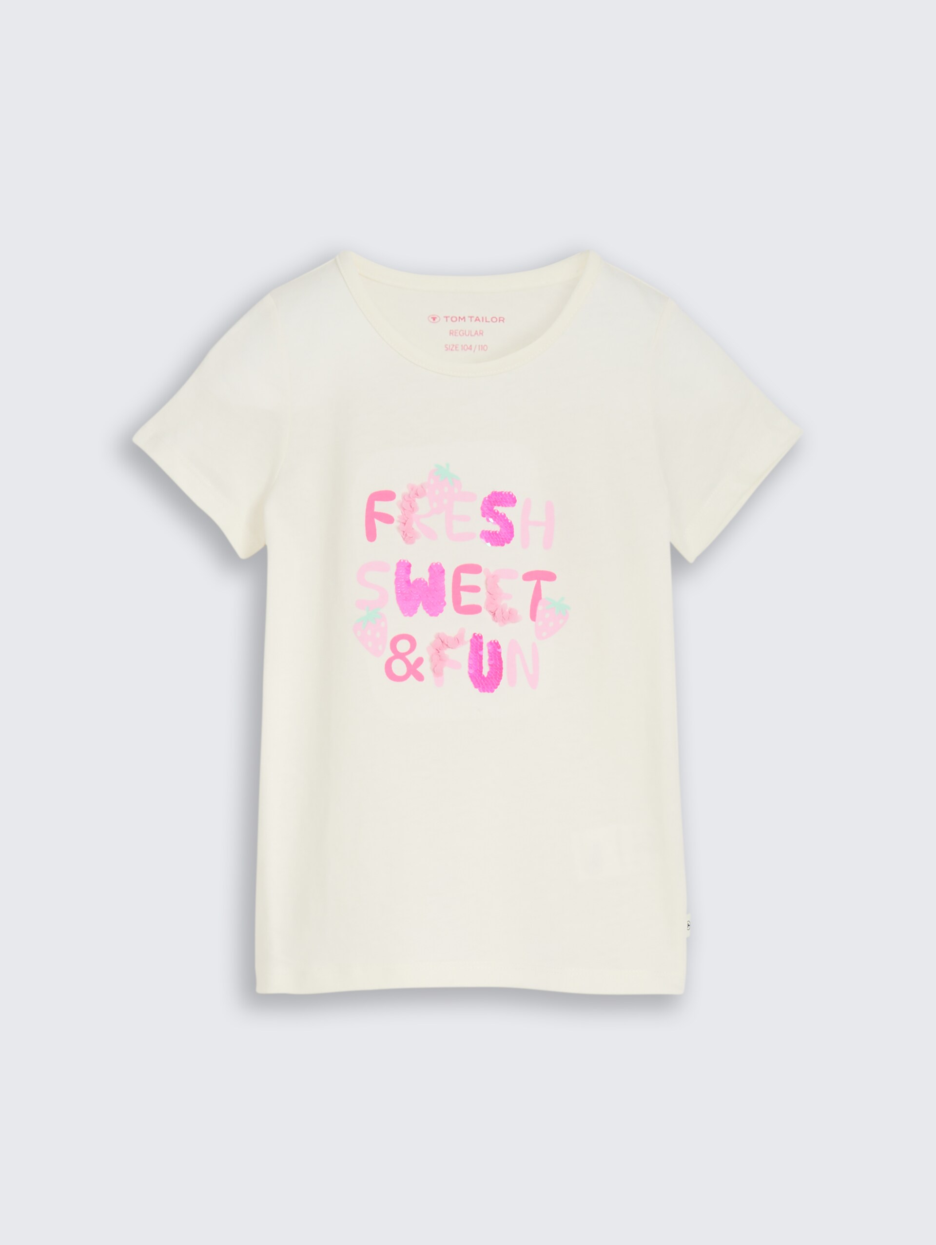 T-Shirt mit Print - Wool White - Vorder-Produkt-Ansicht