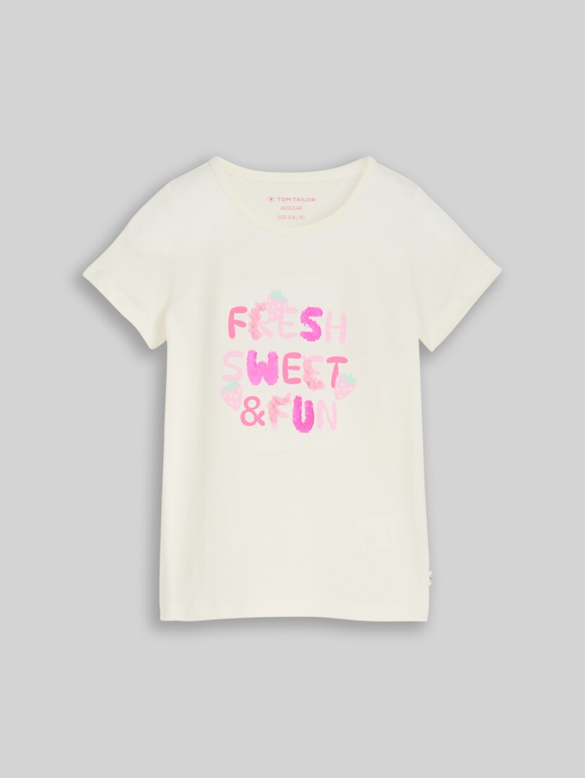 T-Shirt mit Print von Mini Girls, Wool White