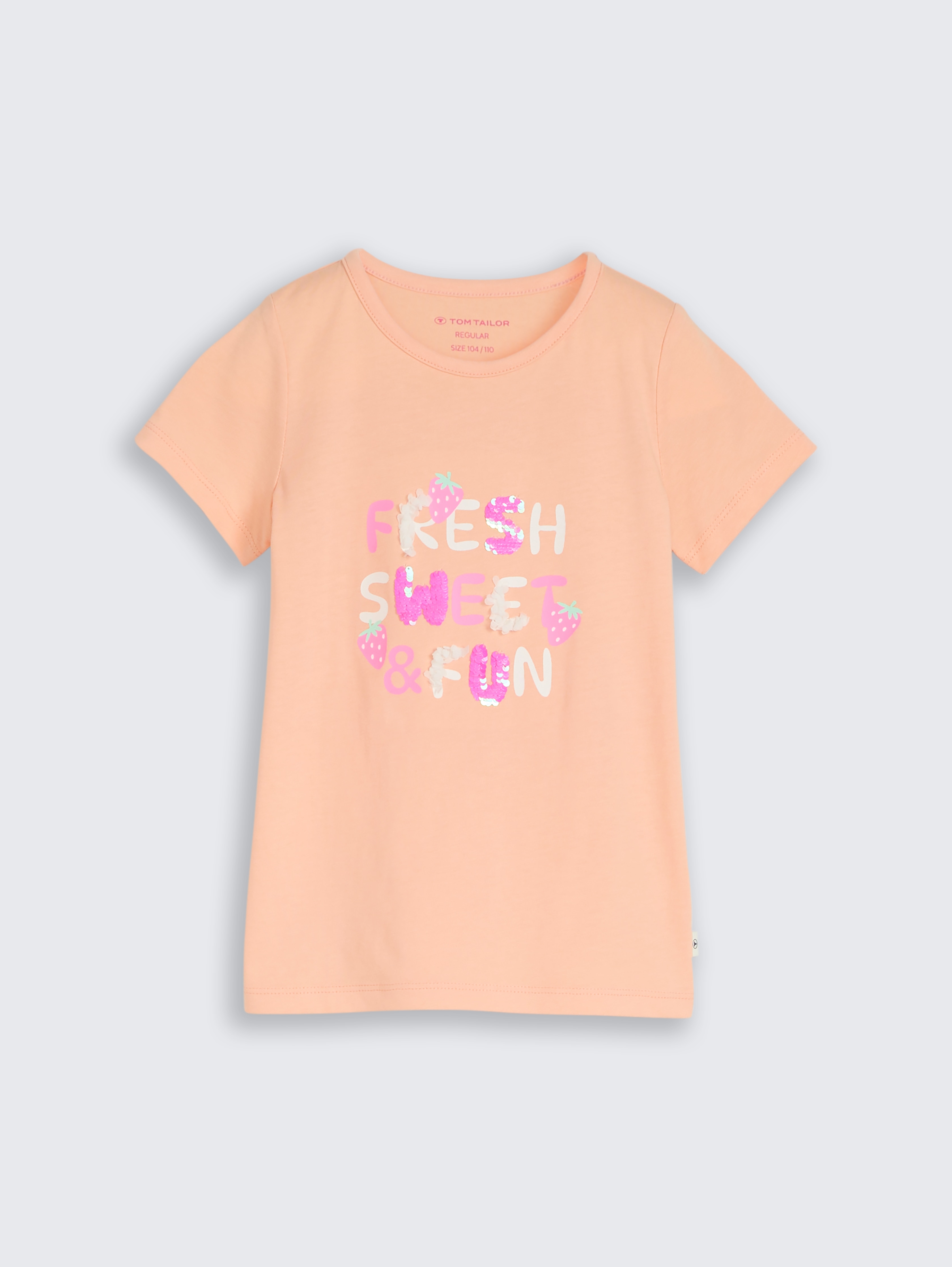 T-Shirt mit Print von Mini Girls, peach bloom