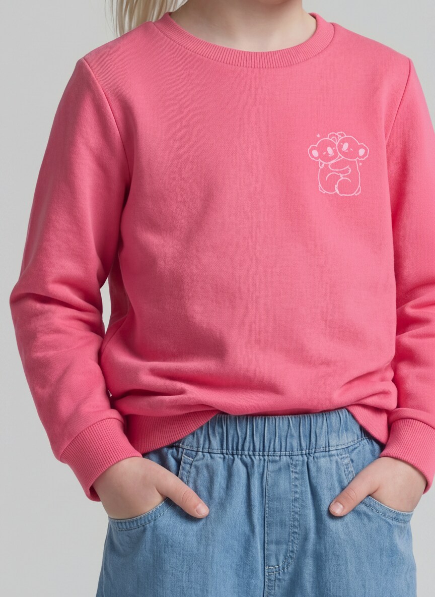 Basic Sweatshirt mit Rückenprint - Flashy Pink