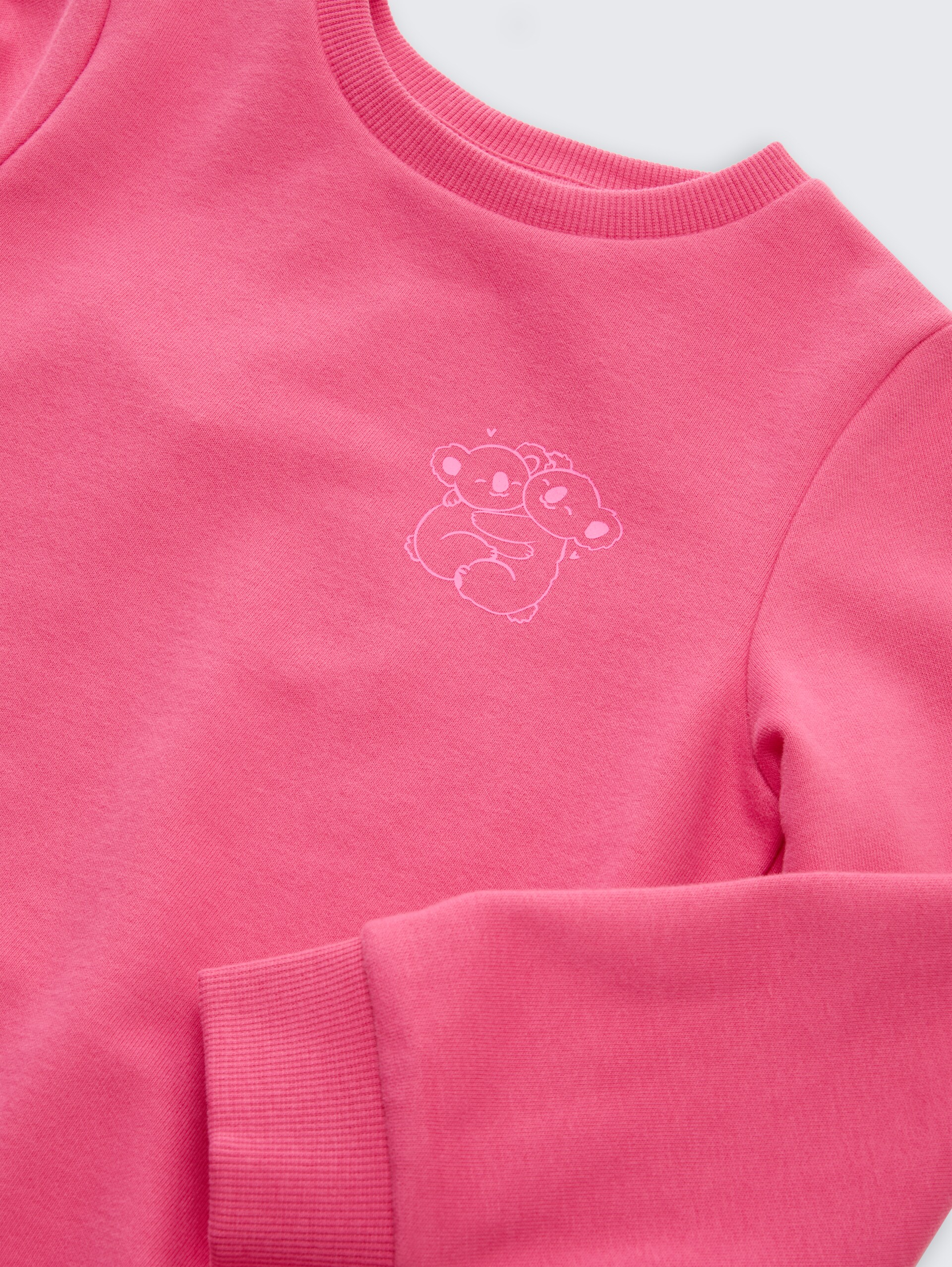 Basic Sweatshirt mit Rückenprint - Flashy Pink - Detail-Model-Ansicht