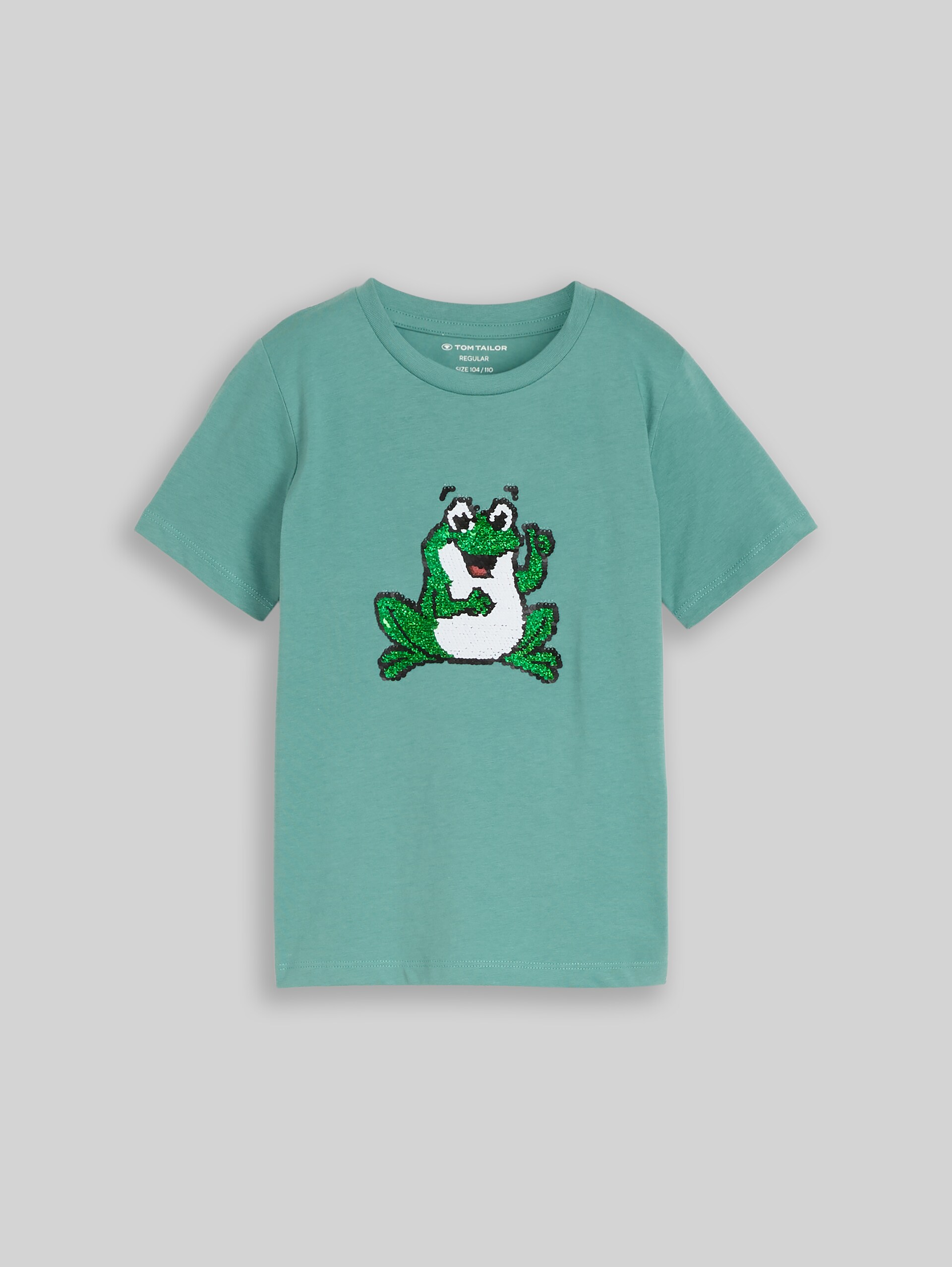 T-shirt with reversible sequins - Salvia - Front product view