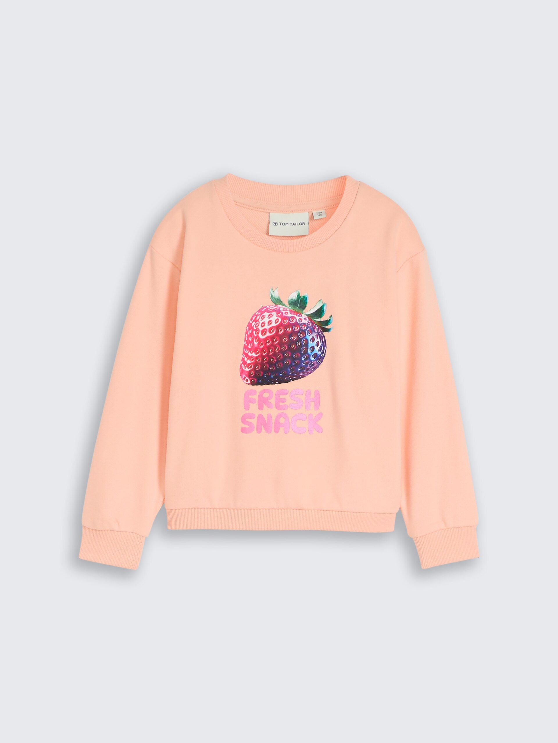 Cropped sweatshirt with print - peach bloom - Front product view