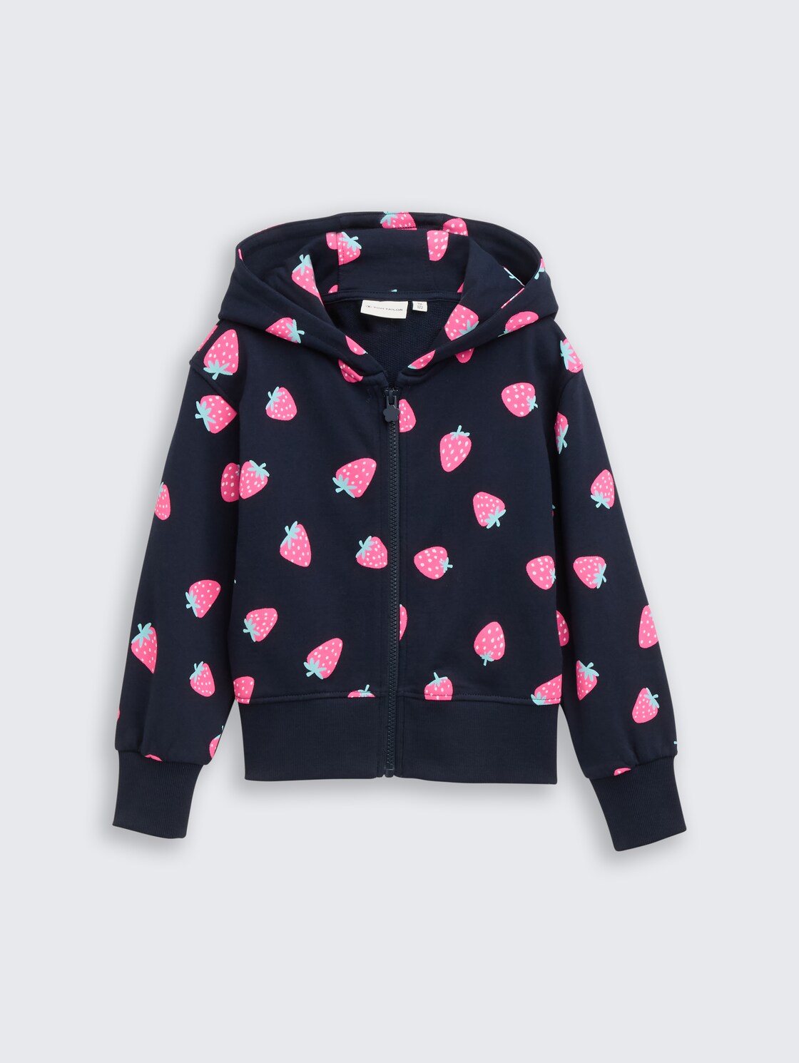 Cropped Hoodie Sweatjacke mit Erdbeer-Print - big strawberry print - Vorder-Produkt-Ansicht