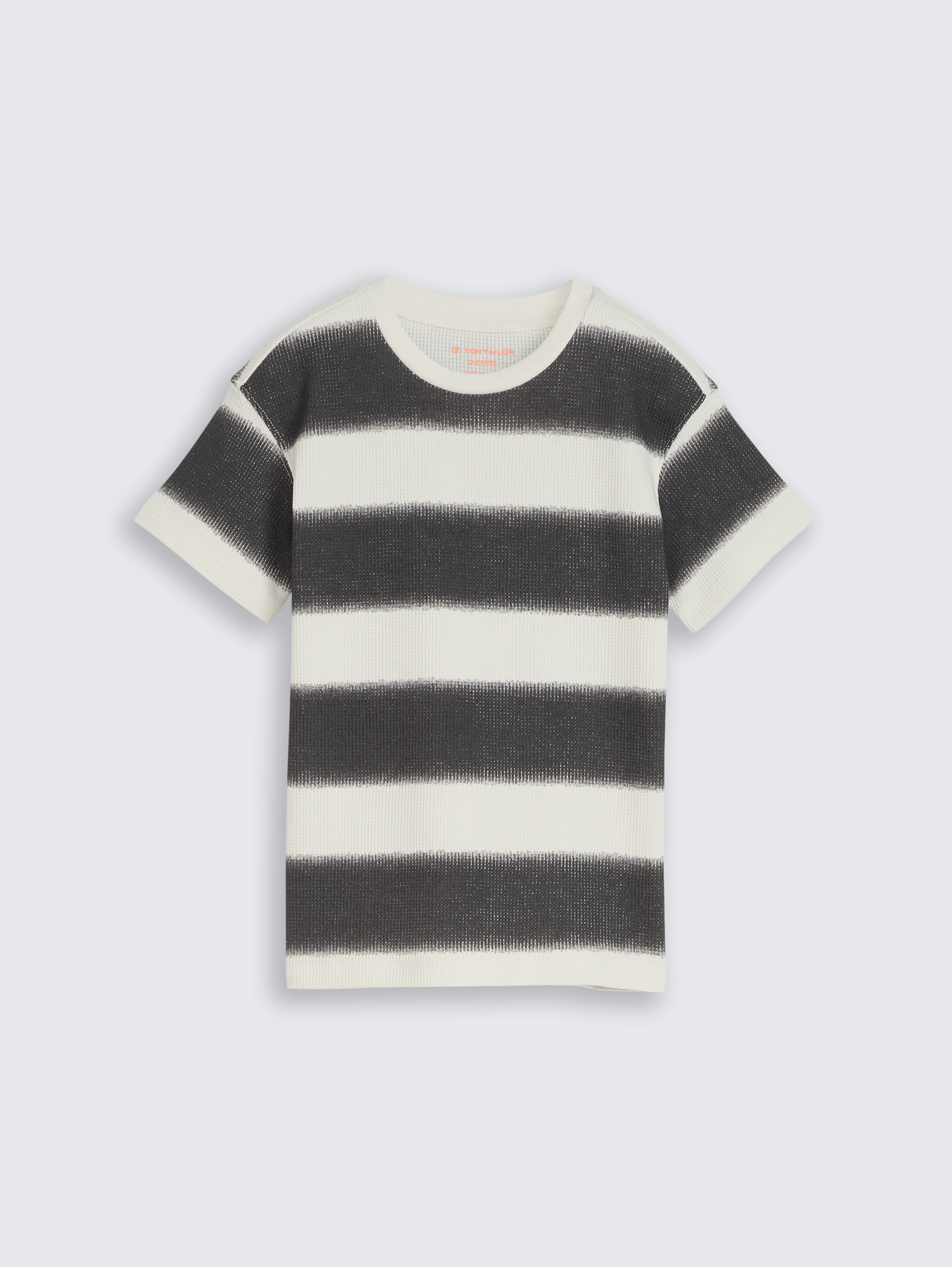 Oversize T-Shirt mit Waffelstruktur von Mini Boys, off white grey sprayed stripe