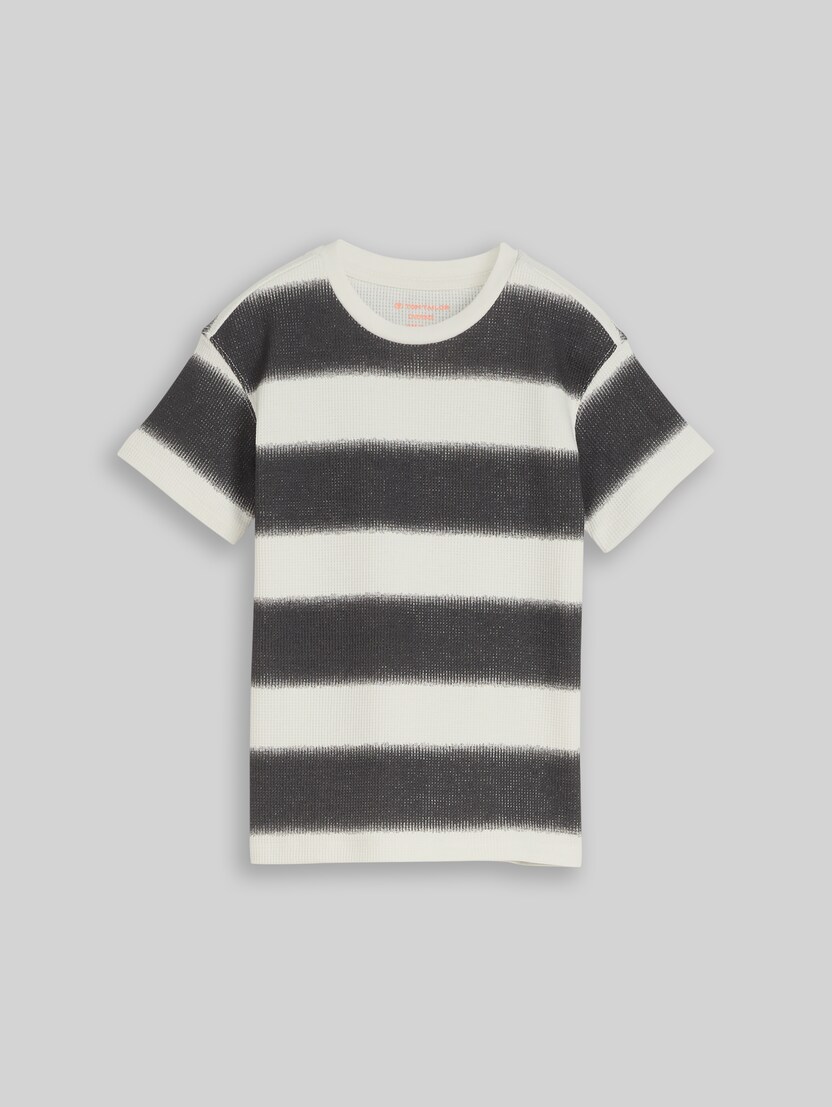 Oversize T-Shirt mit Waffelstruktur von Mini Boys, off white grey sprayed stripe
