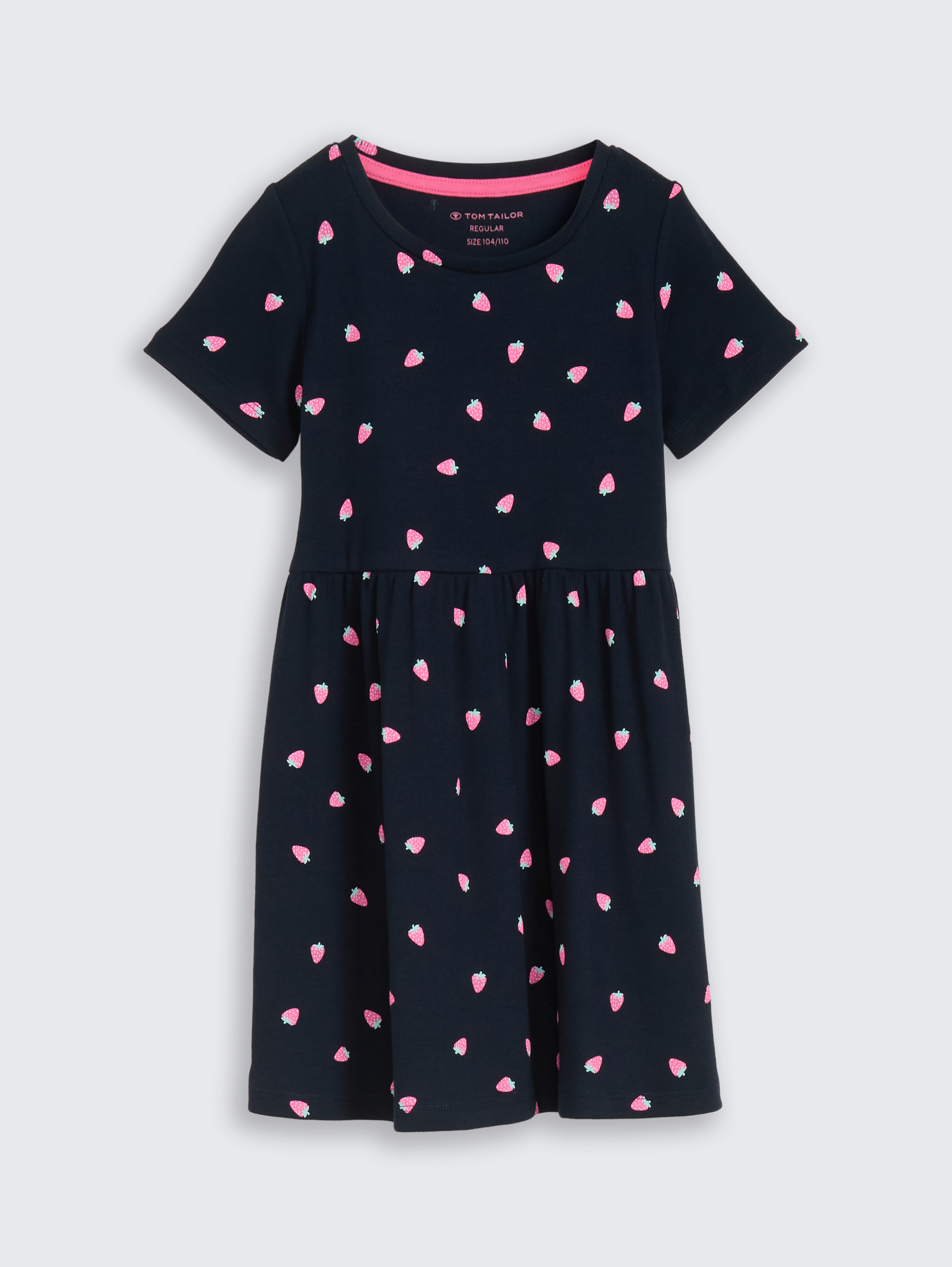 Mini-Kleid mit Rippstruktur von Mini Girls, small strawberry print