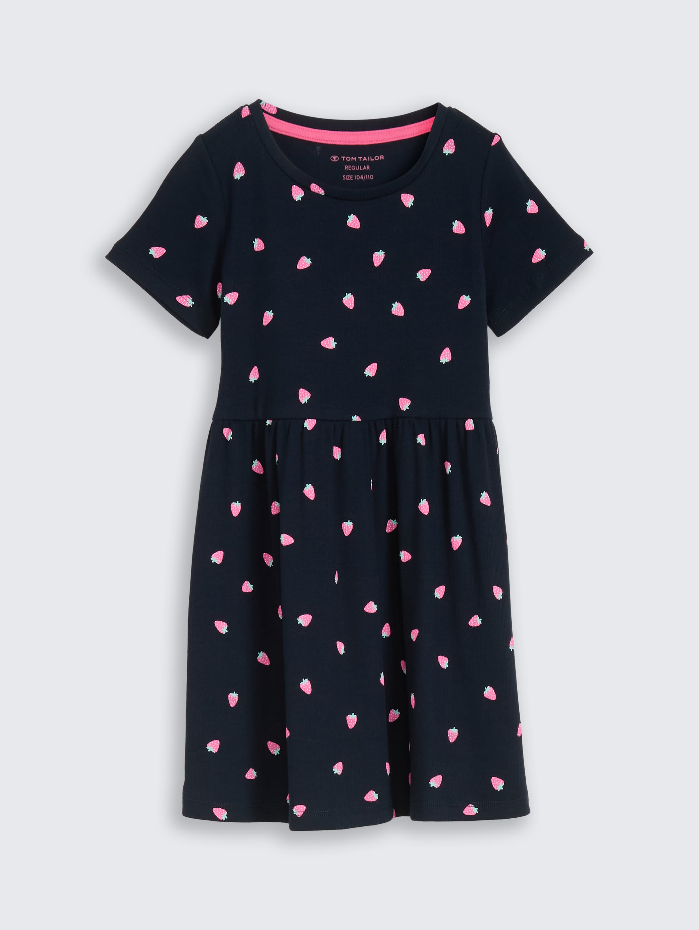 Mini-jurk met geribbelde structuur - small_strawberry_print - 