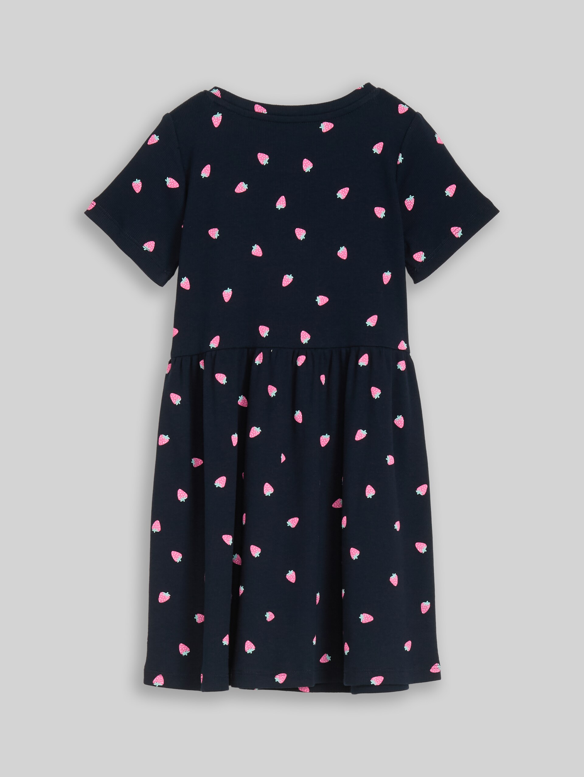 Mini dress with ribbed texture - small strawberry print