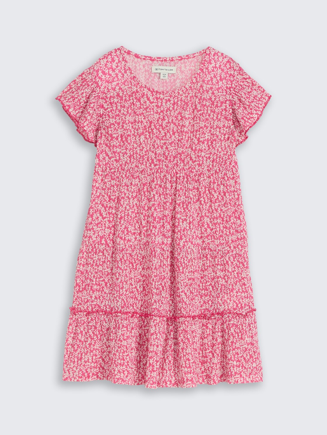 Mini-Kleid mit Volant - small pink flower print - Vorder-Produkt-Ansicht