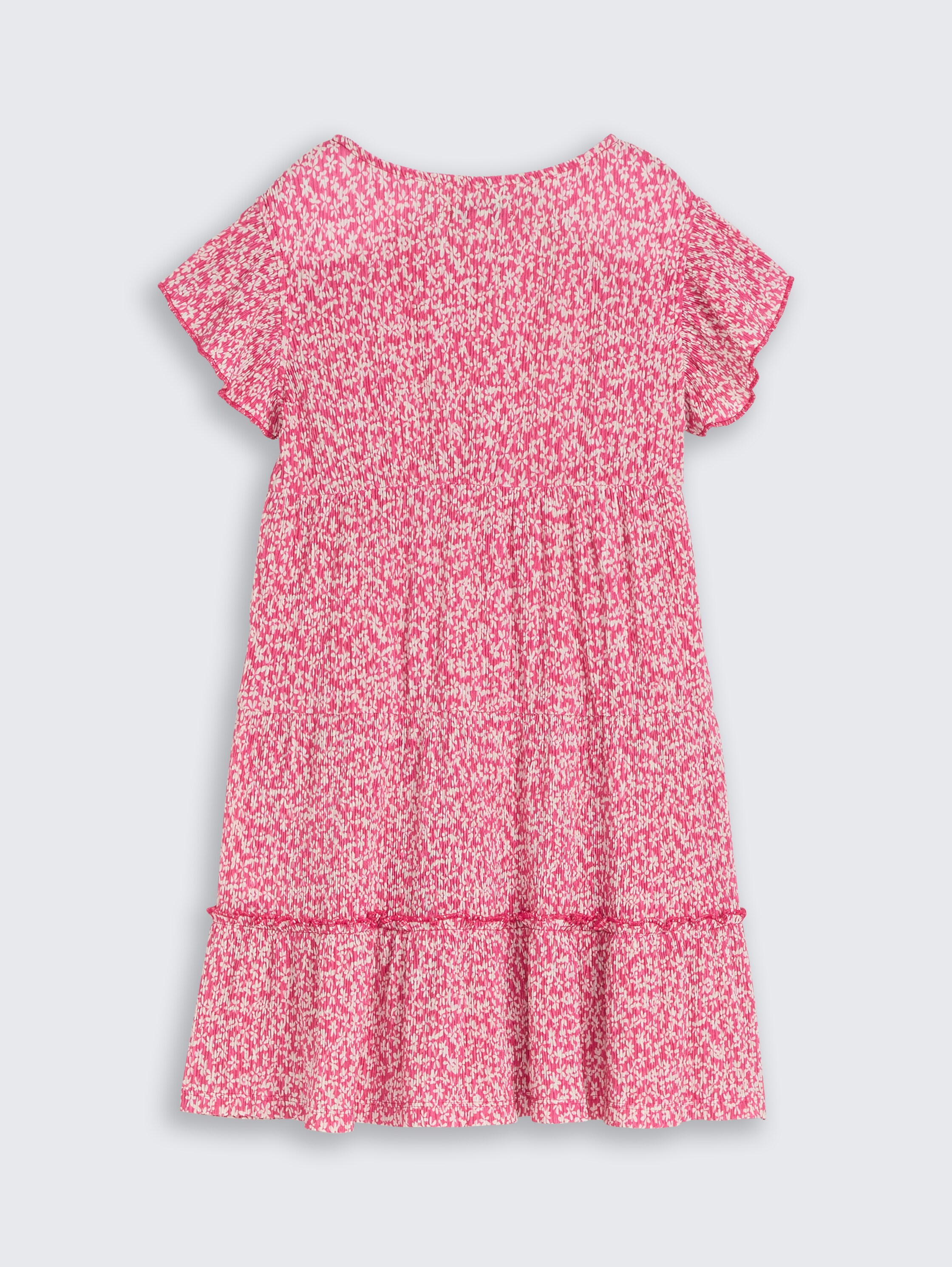 Mini dress with flounce - small_pink_flower_print - 