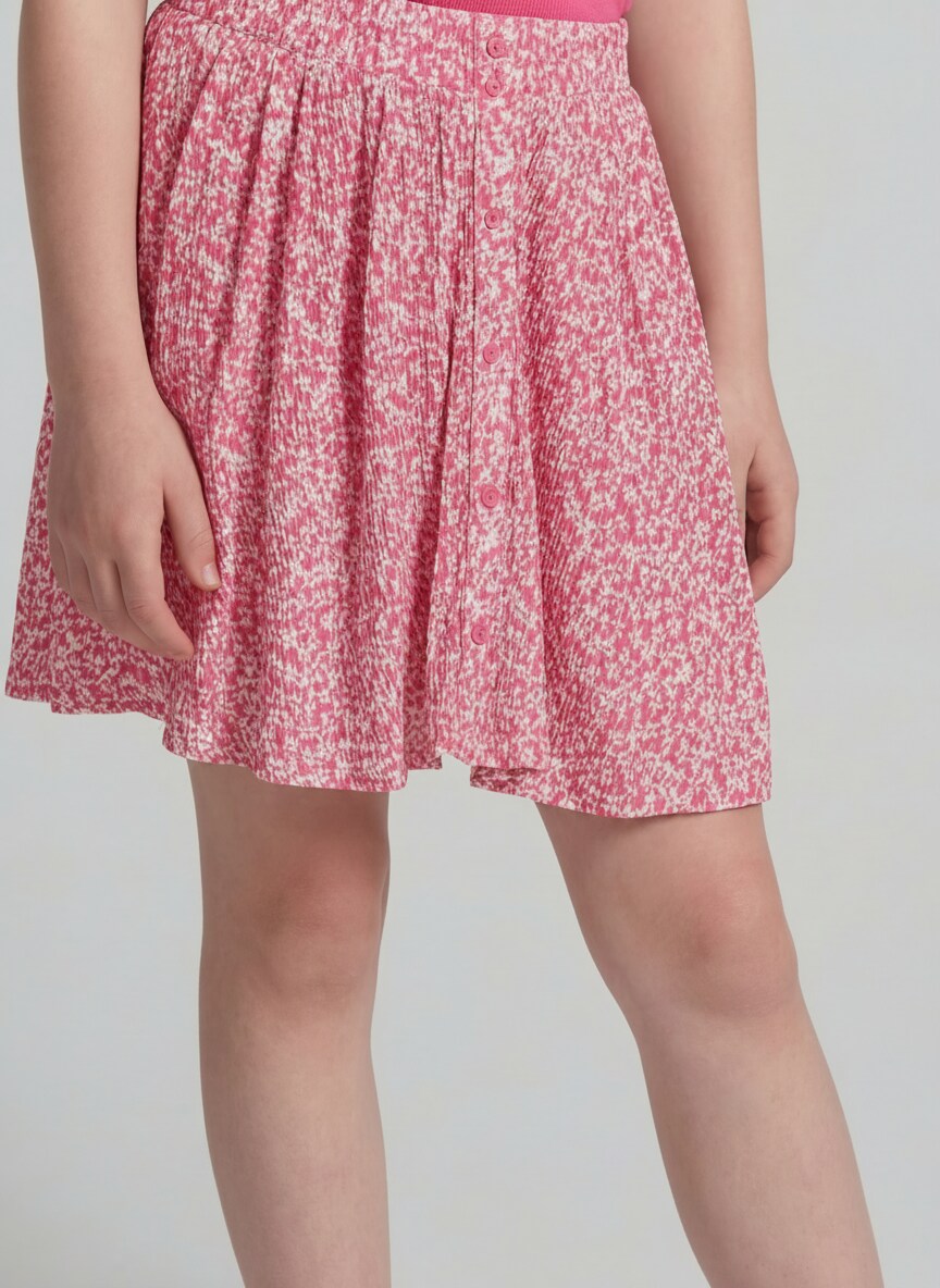 Mini-Rock mit Zierknopfleiste - small pink flower print