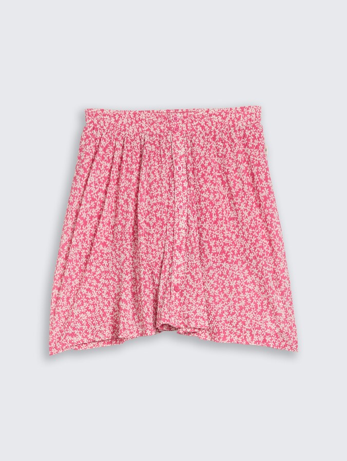 Mini skirt with decorative button placket by Mini Girls, small pink flower print