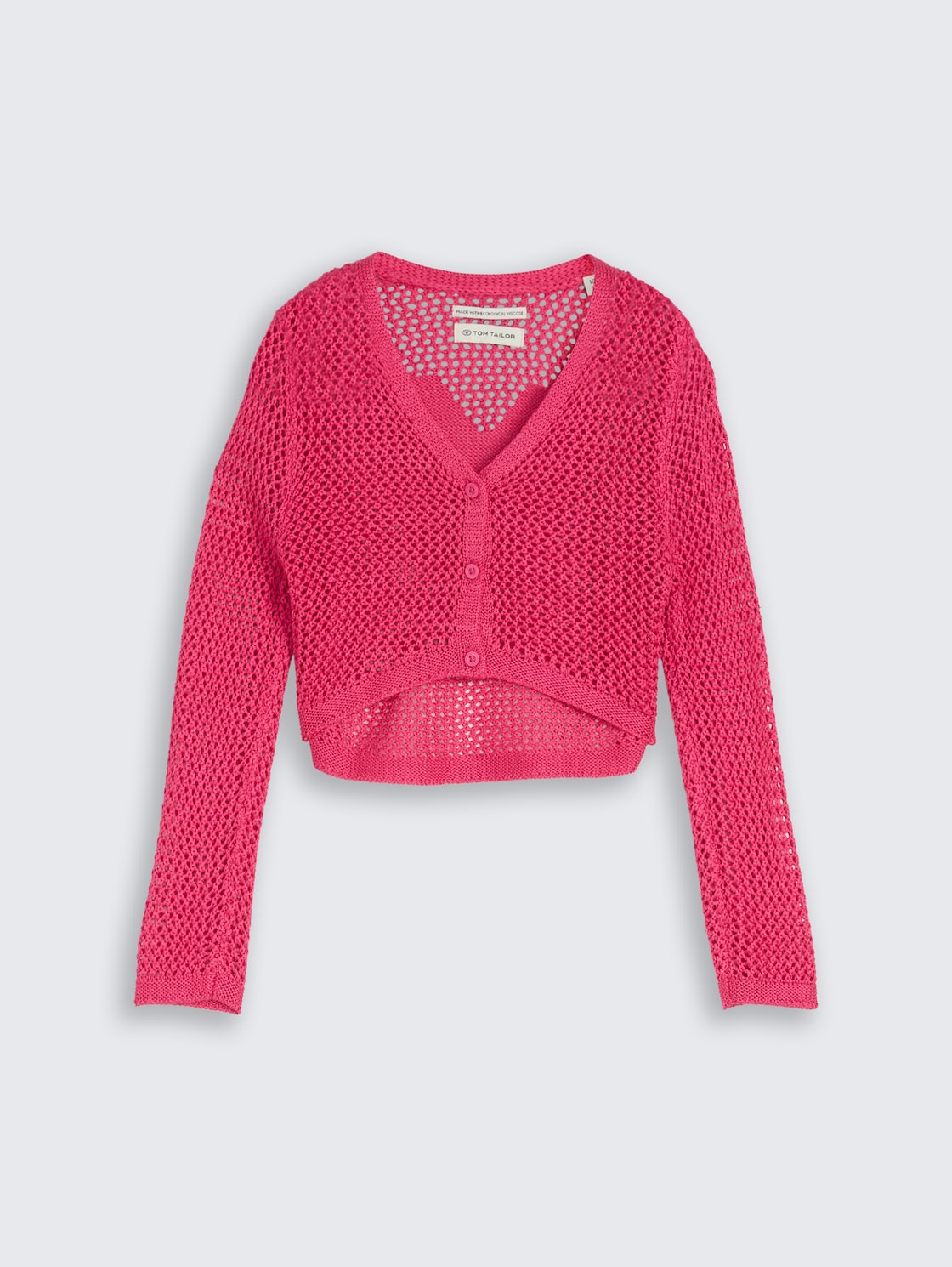 Cropped Cardigan mit Rückenmuster - Flashy Pink