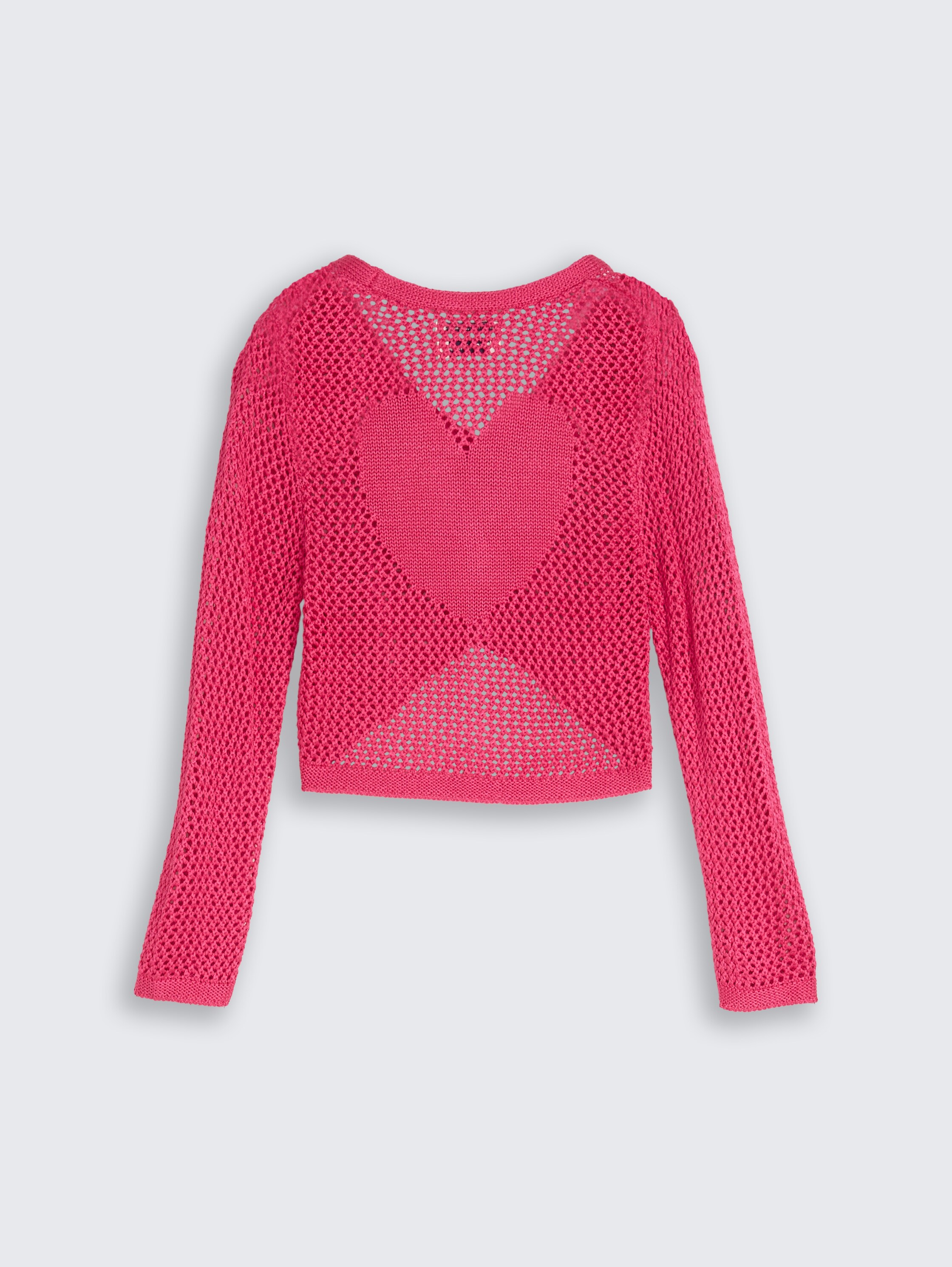 Cropped cardigan with back pattern - flashy_pink - 