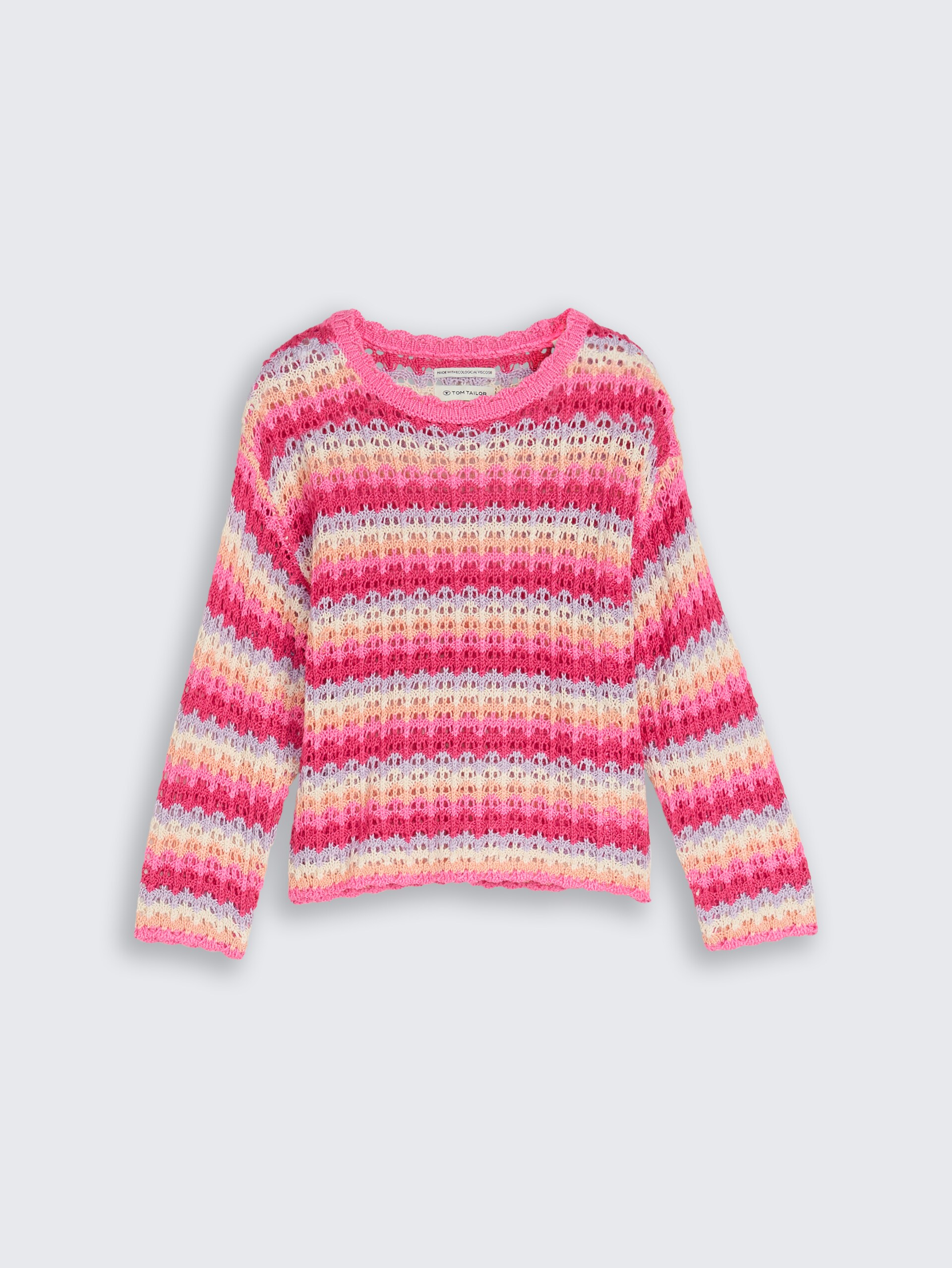 Oversize cropped Strickpullover - multicolor stripe