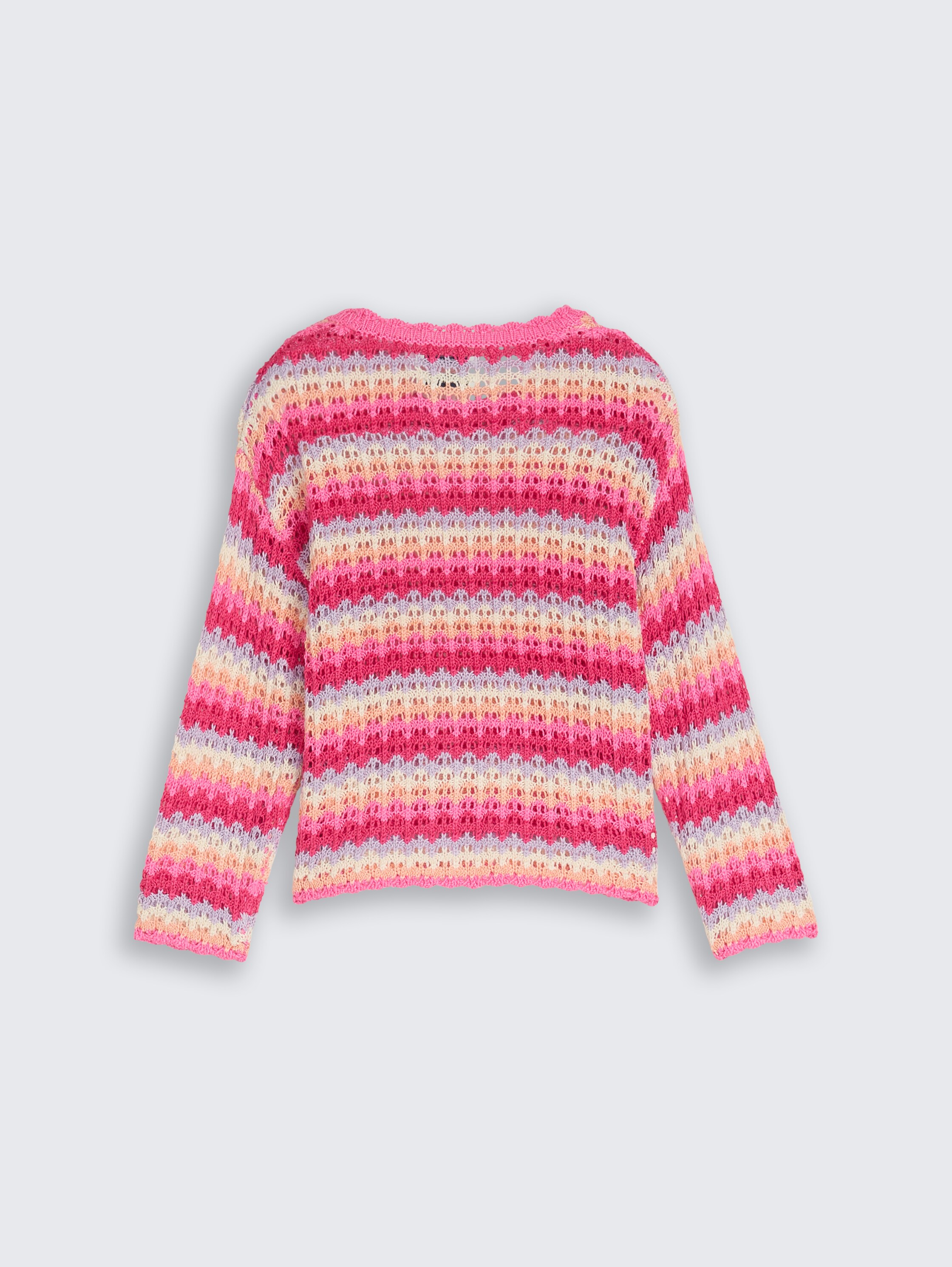 Oversize cropped Strickpullover - multicolor_stripe - 