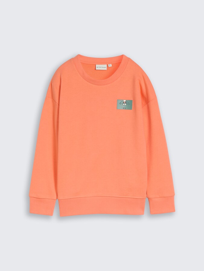 Oversized sweatshirt met print door Mini Boys, bright coral
