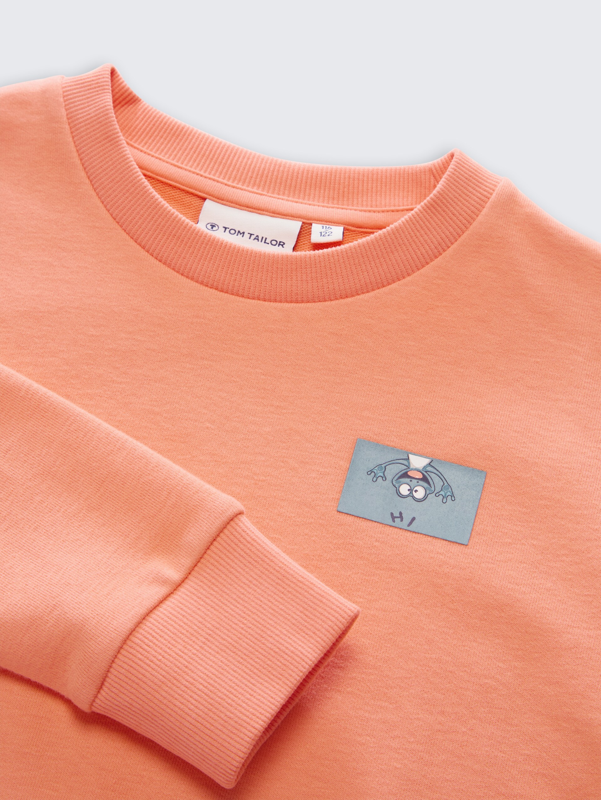Oversize Sweatshirt mit Print - bright coral - Detail-Model-Ansicht