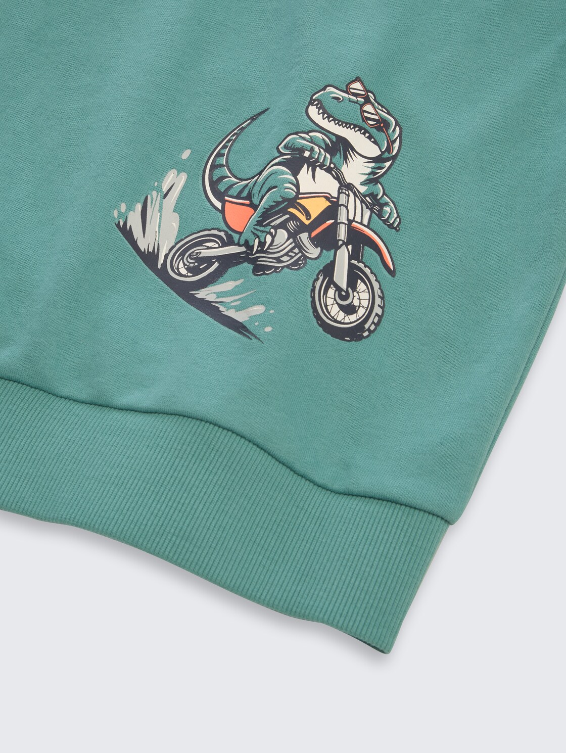 Hoodie Sweatshirt mit Rückenprint - Salvia - Detail-Model-Ansicht