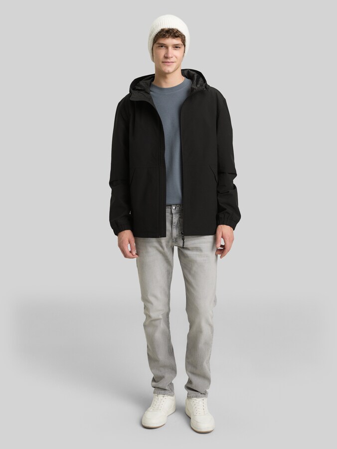 Relaxed fit windbreaker jacket made from water-repellent material by Denim Male, Black
