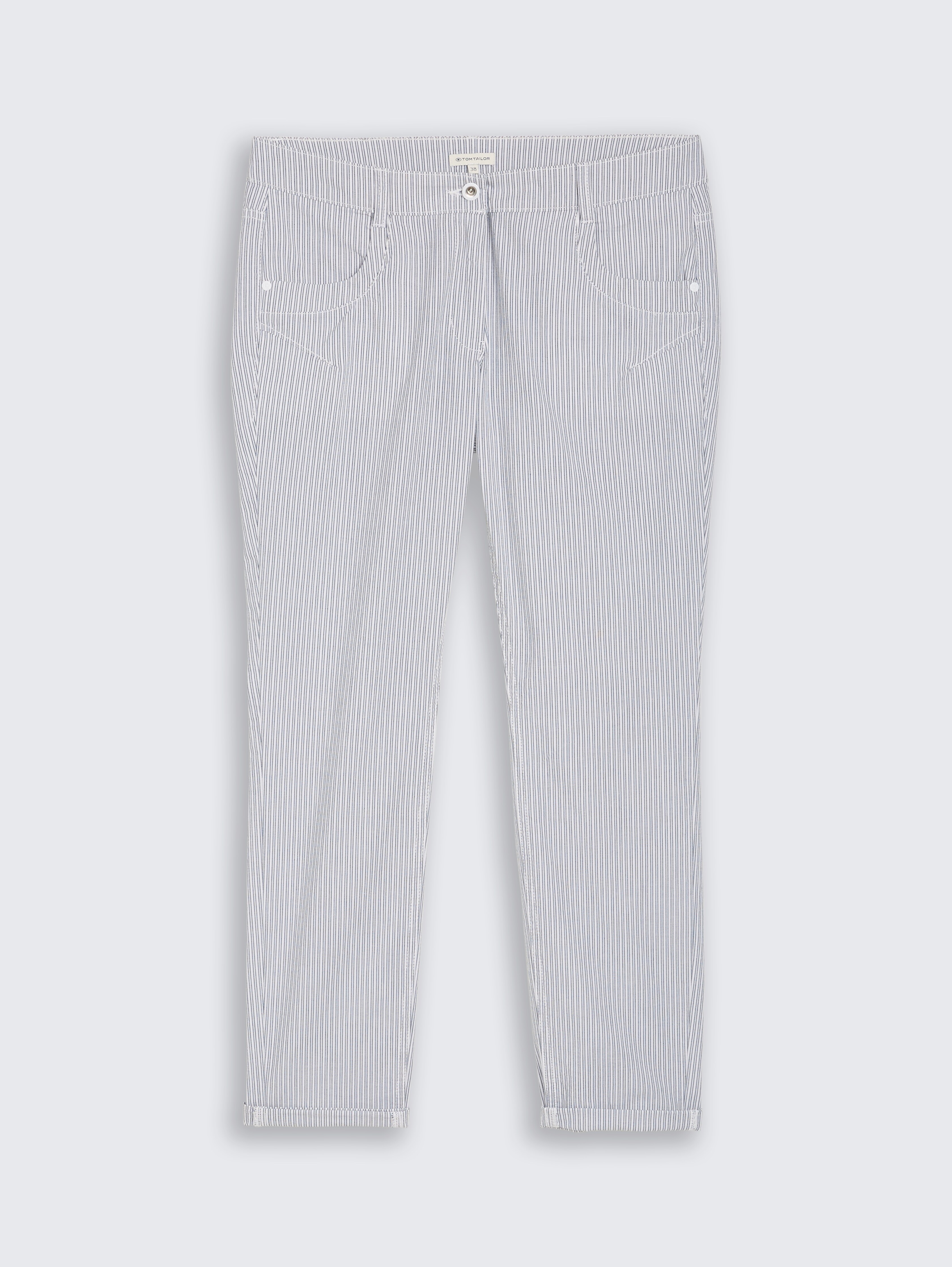 Tapered Relaxed Hose mit Streifenmuster von Women, white navy irregular stripe