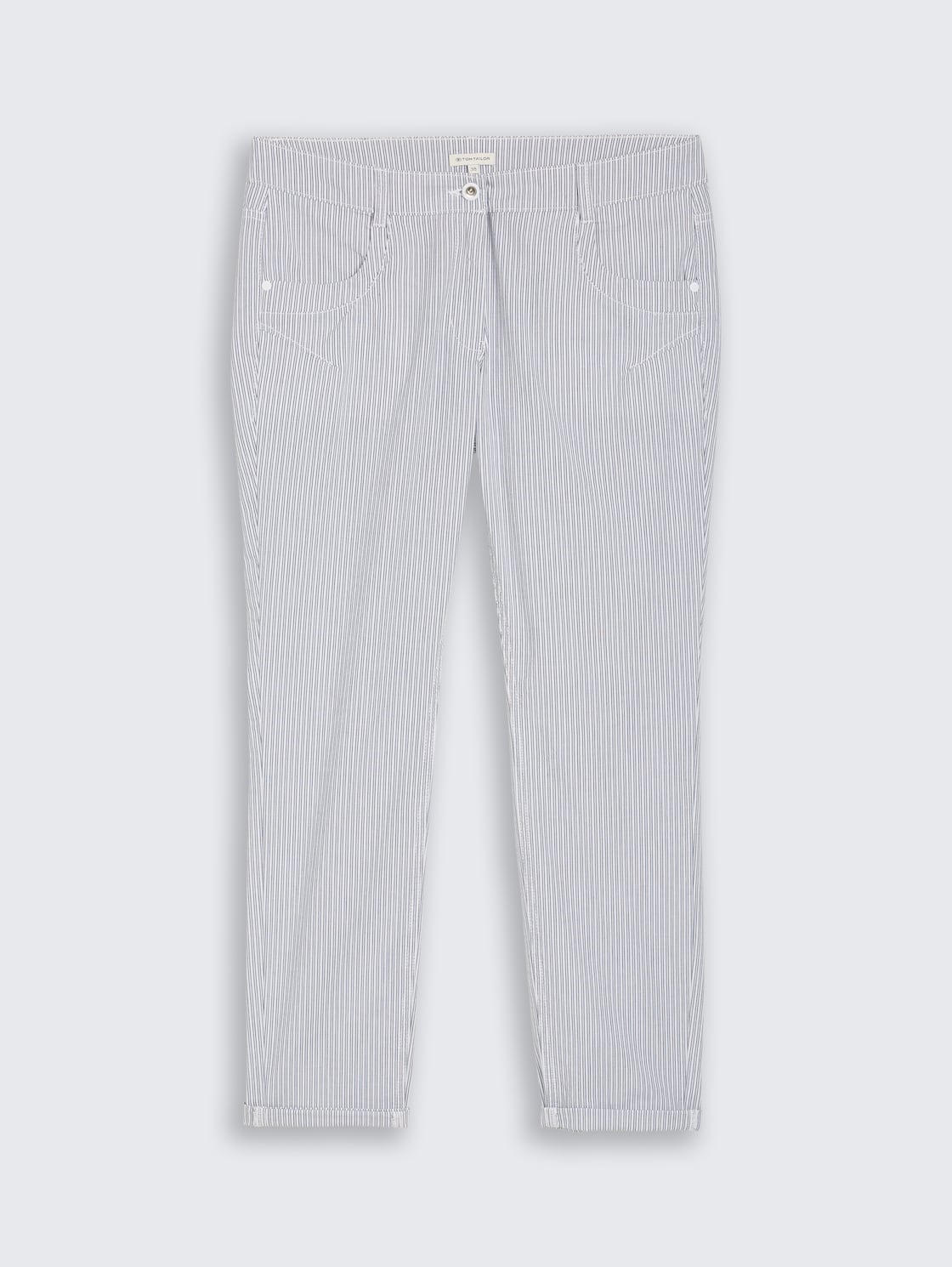 Tapered Relaxed Hose mit Streifenmuster - white navy irregular stripe - Vorder-Produkt-Ansicht