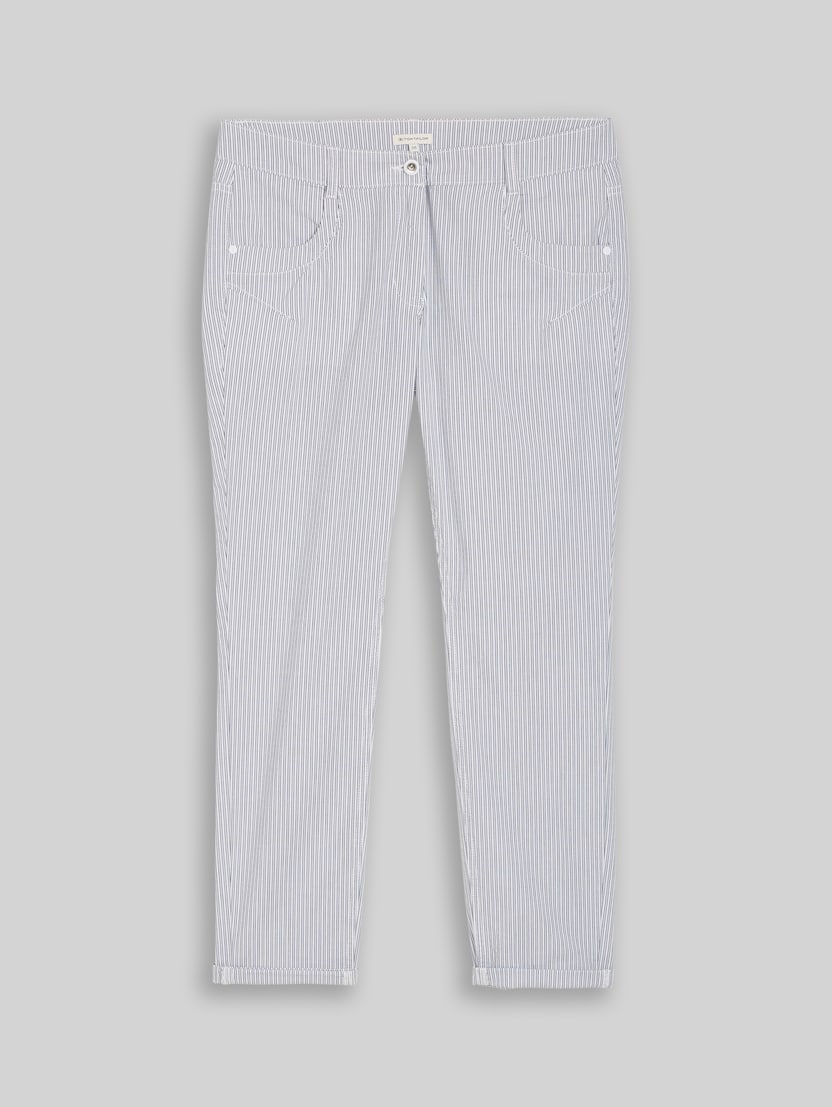 Tapered relaxed trousers with a striped pattern by Women, white navy irregular stripe