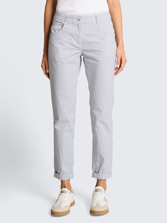 Tapered Relaxed Hose mit Streifenmuster von Women, white navy irregular stripe
