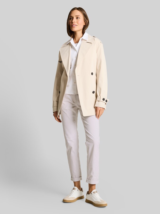 Pantalon fuselé décontracté à rayures par Women, white taupe irregular stripe