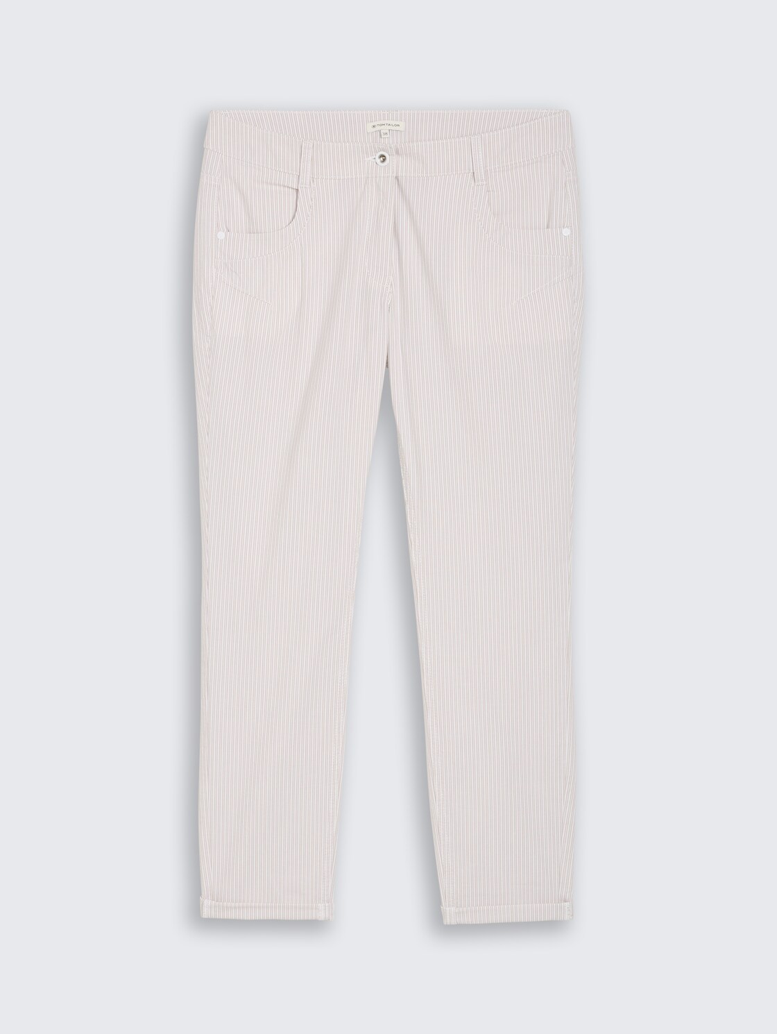 Tapered Relaxed Hose mit Streifenmuster - white taupe irregular stripe - Vorder-Produkt-Ansicht
