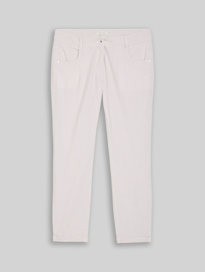Tapered relaxed broek met streepmotief door Women, white taupe irregular stripe