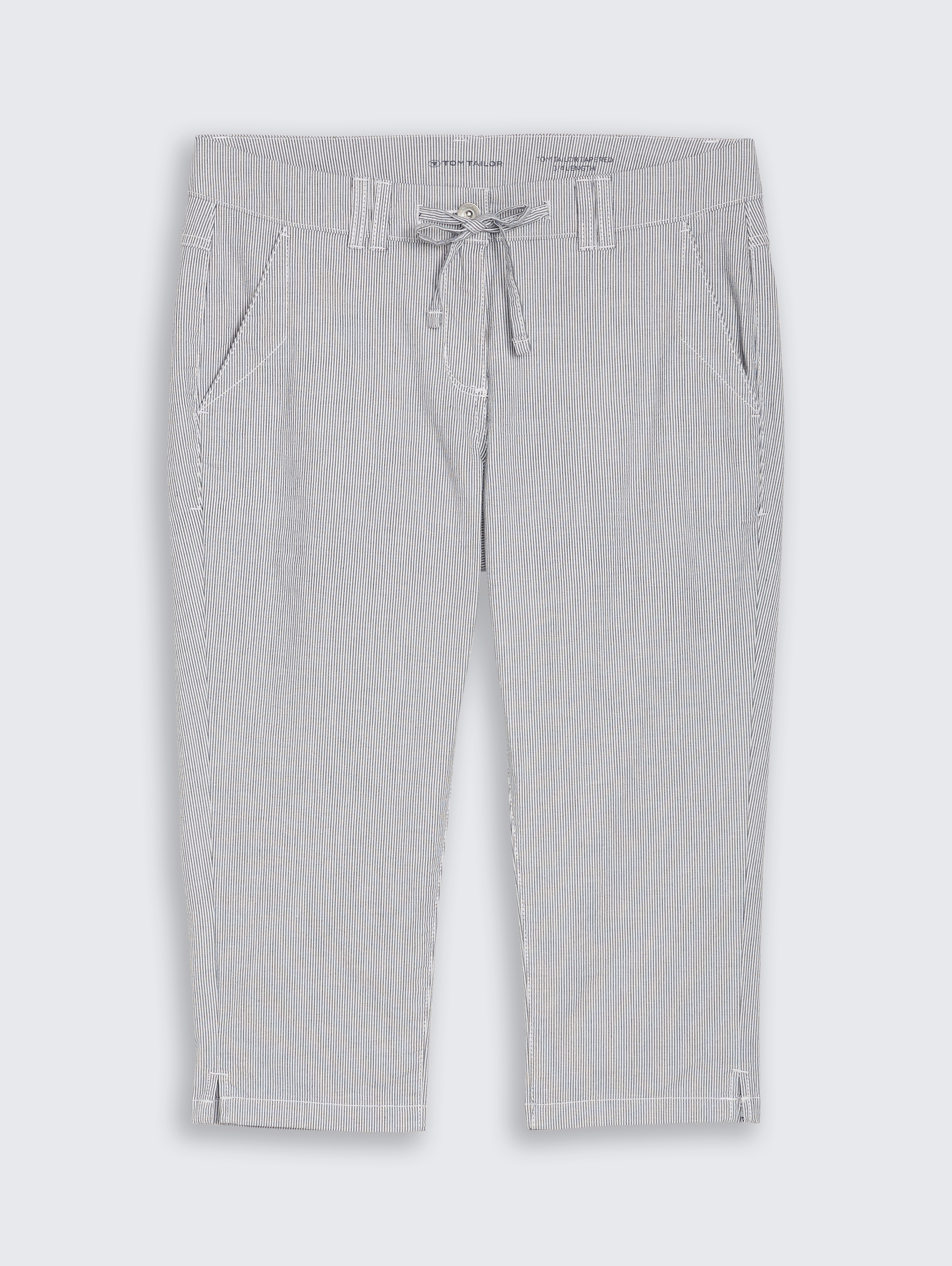 Tapered Relaxed capribroek met trekkoord door Women, delicate navy white stripe