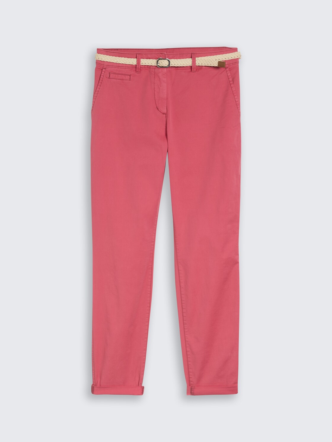Slim Chino Hose mit Gürtel - cozy pink - Vorder-Produkt-Ansicht