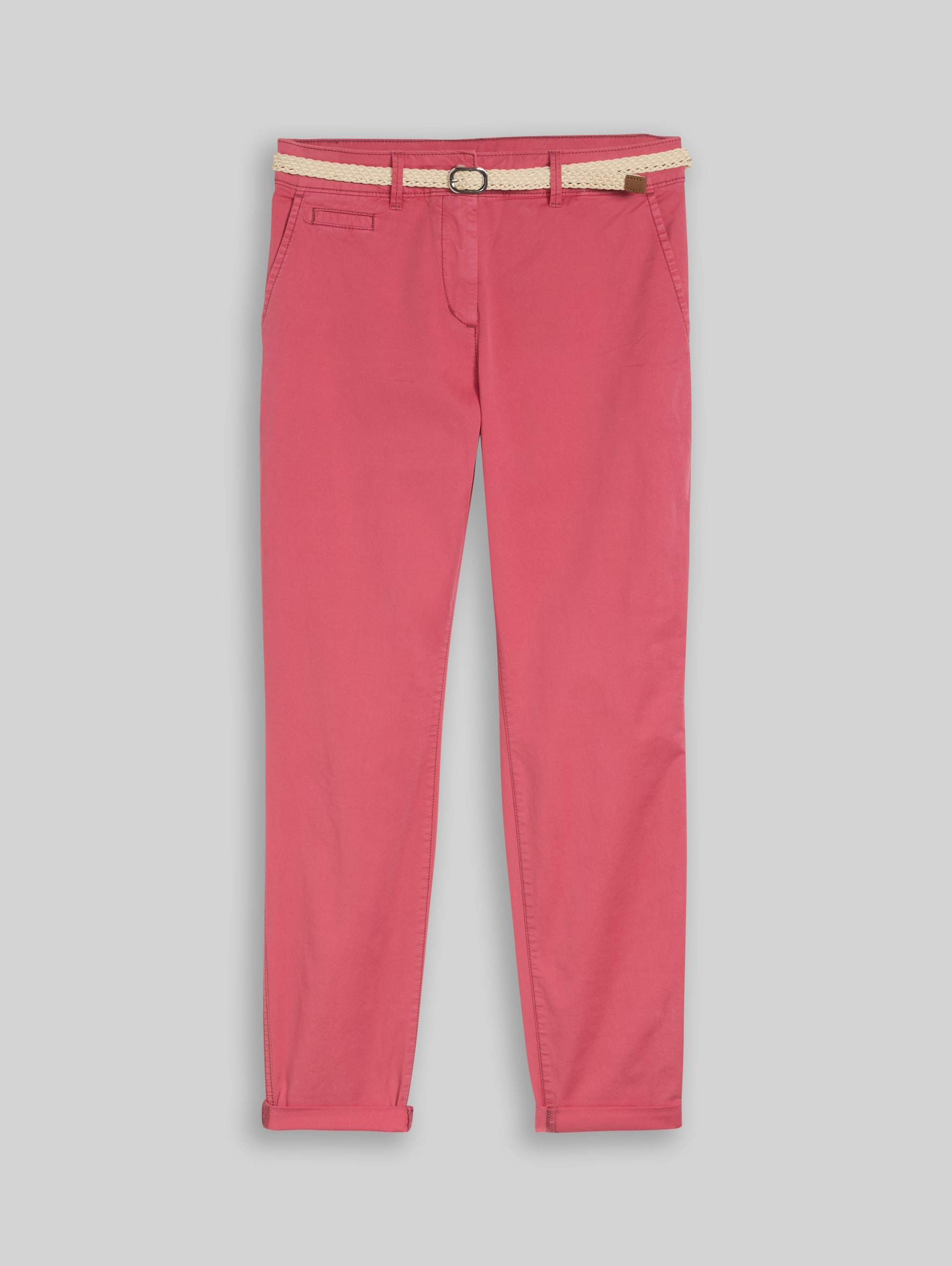 Slim-fit chinos with belt - cozy pink - Front product view