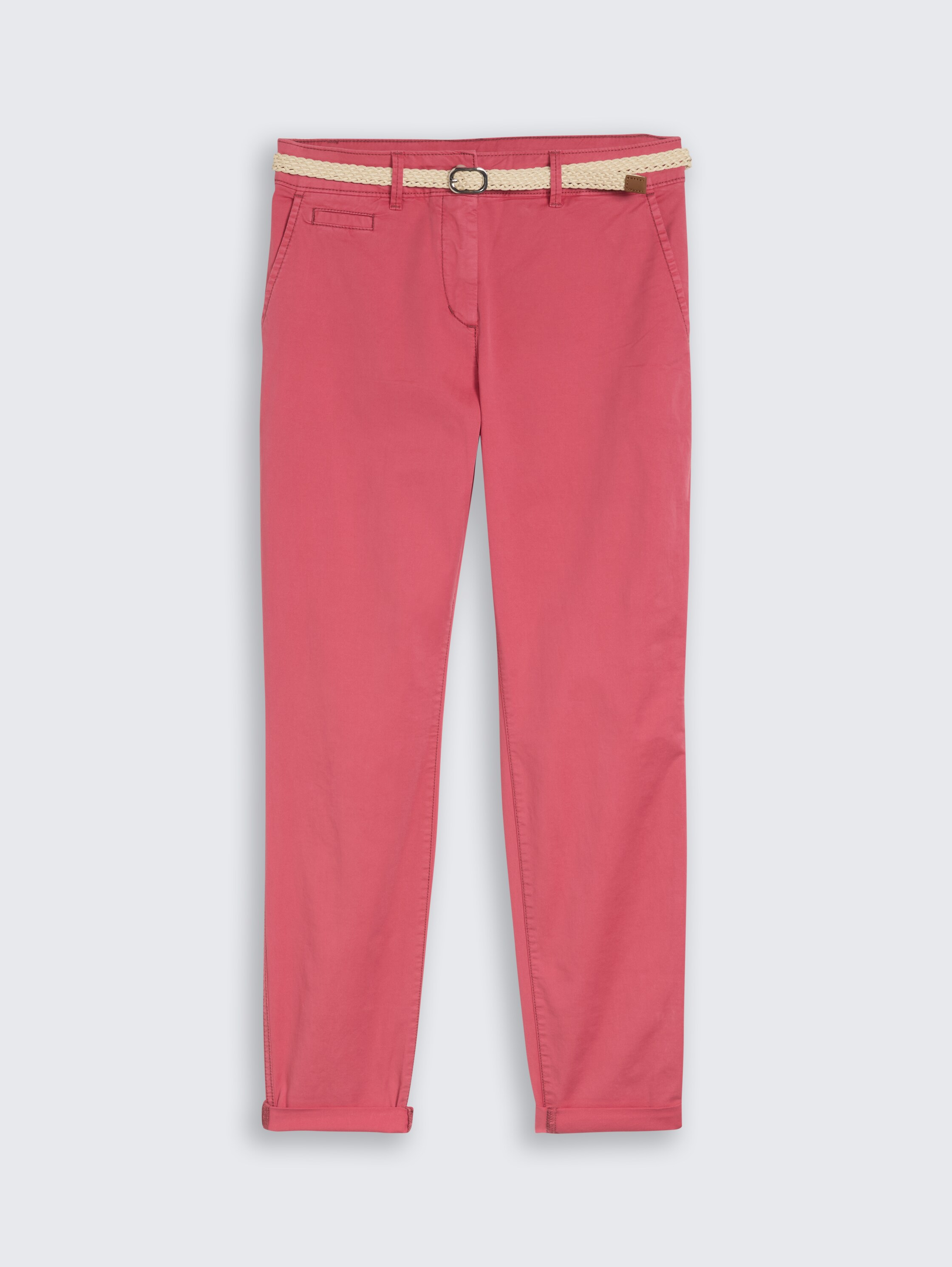 Slim Chino Hose mit Gürtel - cozy pink - Vorder-Produkt-Ansicht