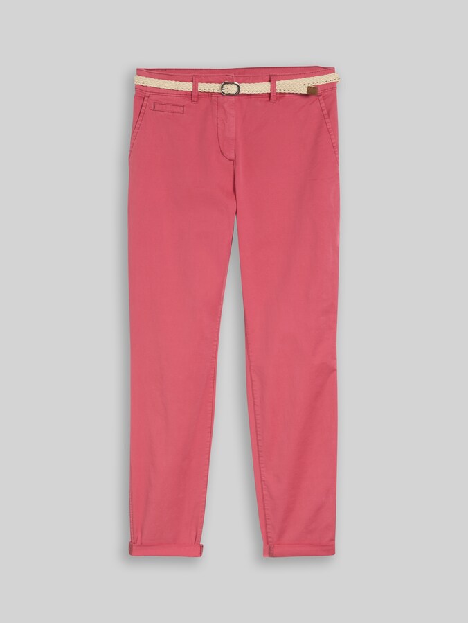 Slim Chino Hose mit Gürtel von Women, cozy pink