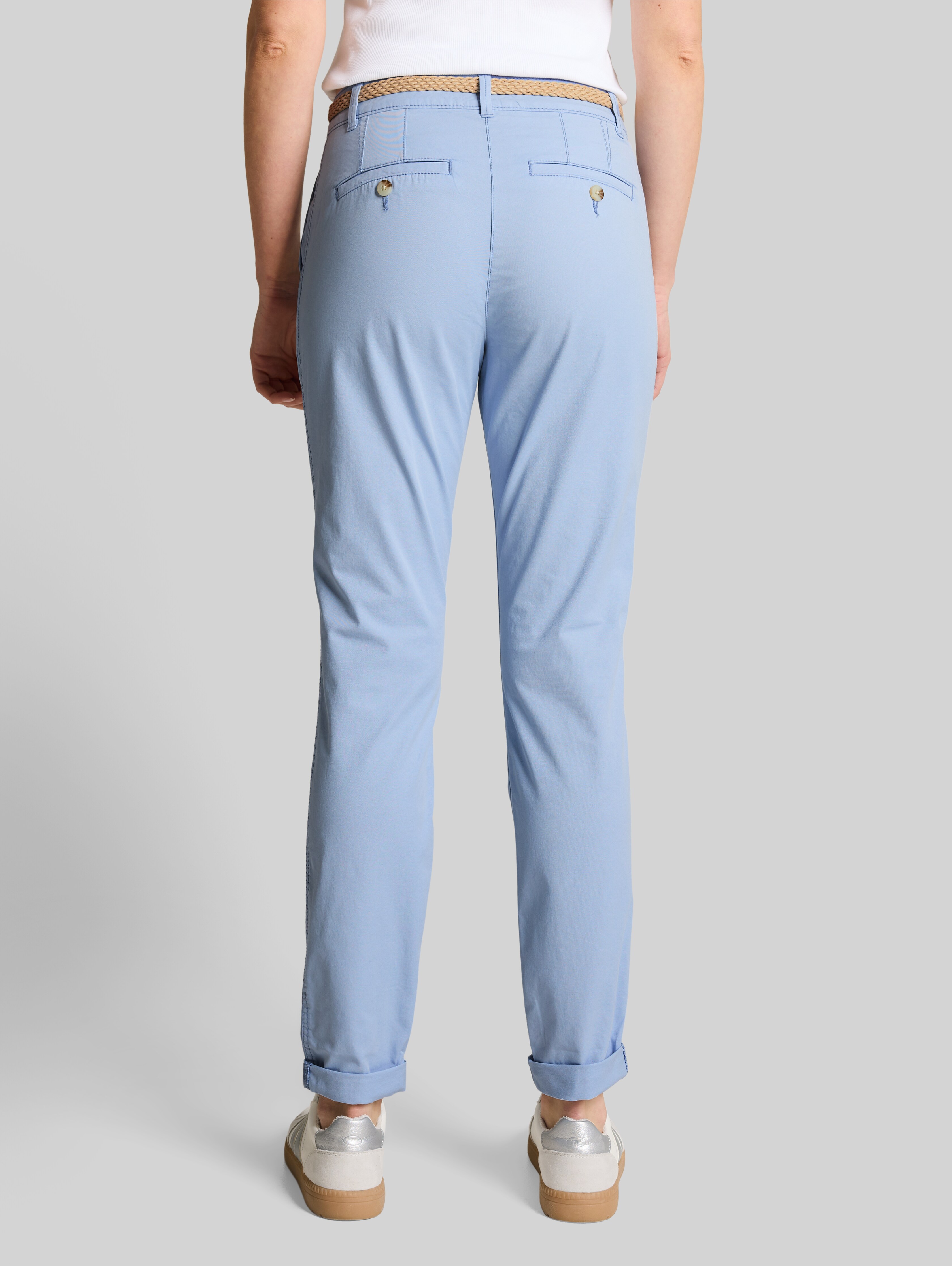 【SLY】WAIST TUCK TAILOR JK Slim-fit chinos with belt in blue by Tom Tailor