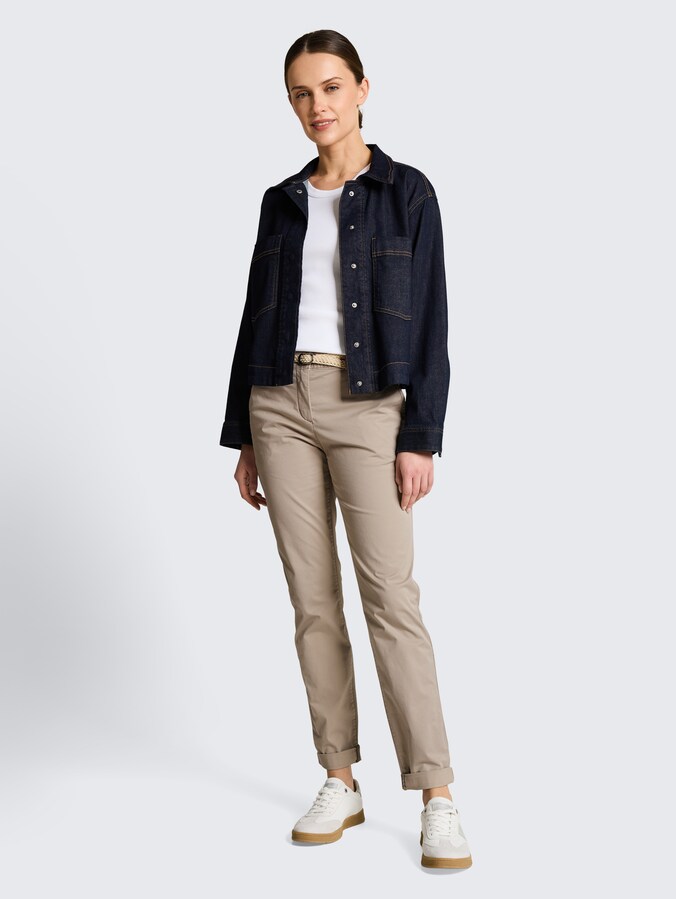 Slim Chino Hose mit Gürtel von Women, soft taupe grey