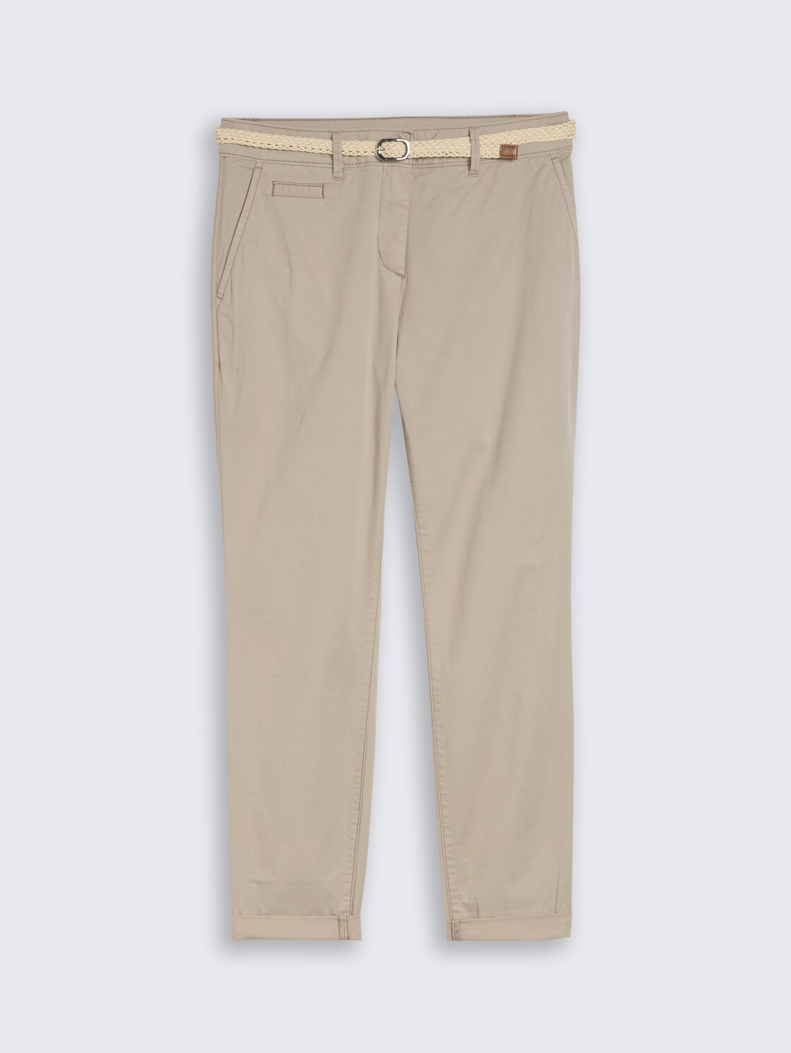 Slim Chino Hose mit Gürtel - soft taupe grey - Vorder-Produkt-Ansicht