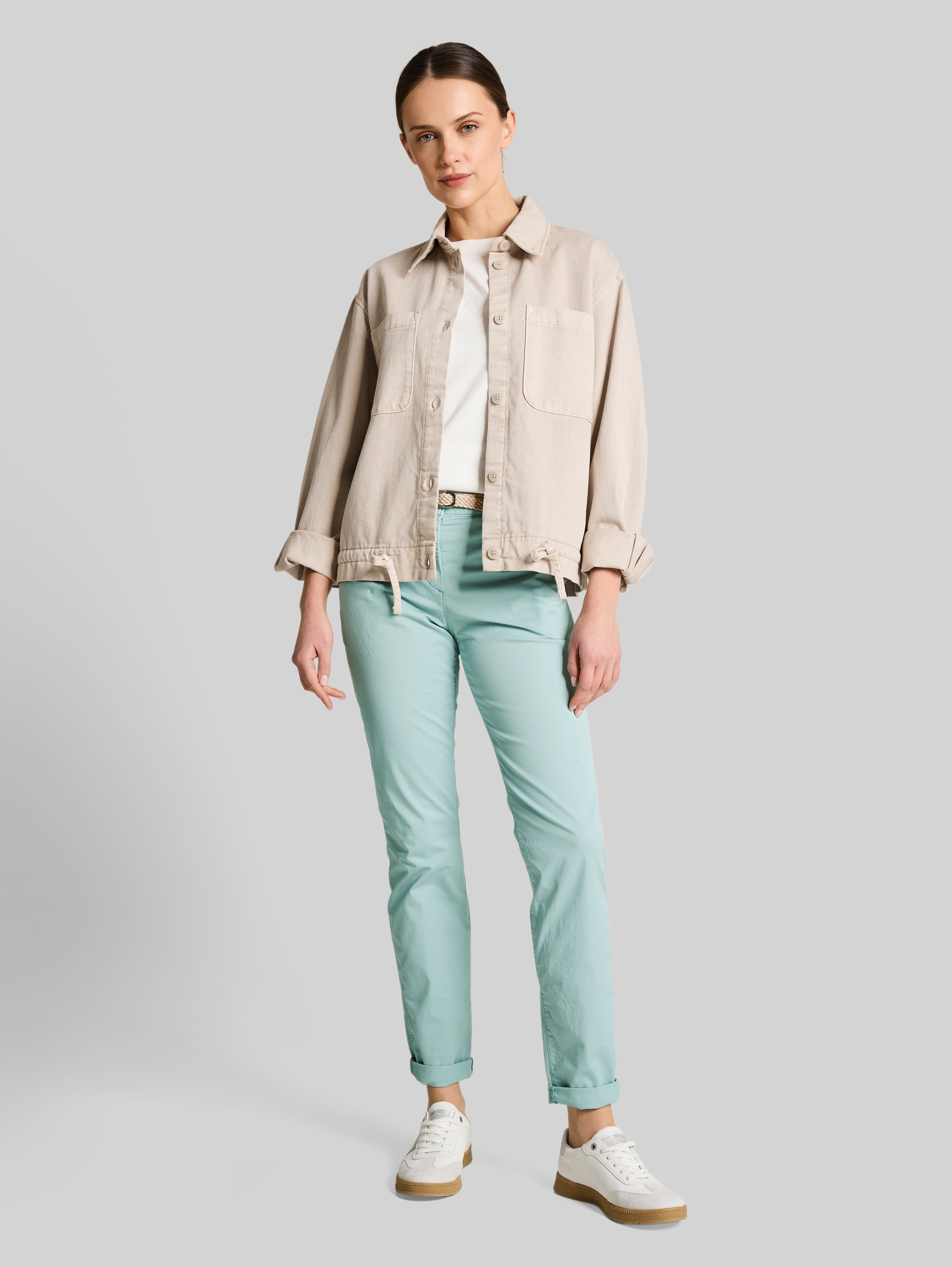 Slim-fit chinos with belt in blue by Tom Tailor