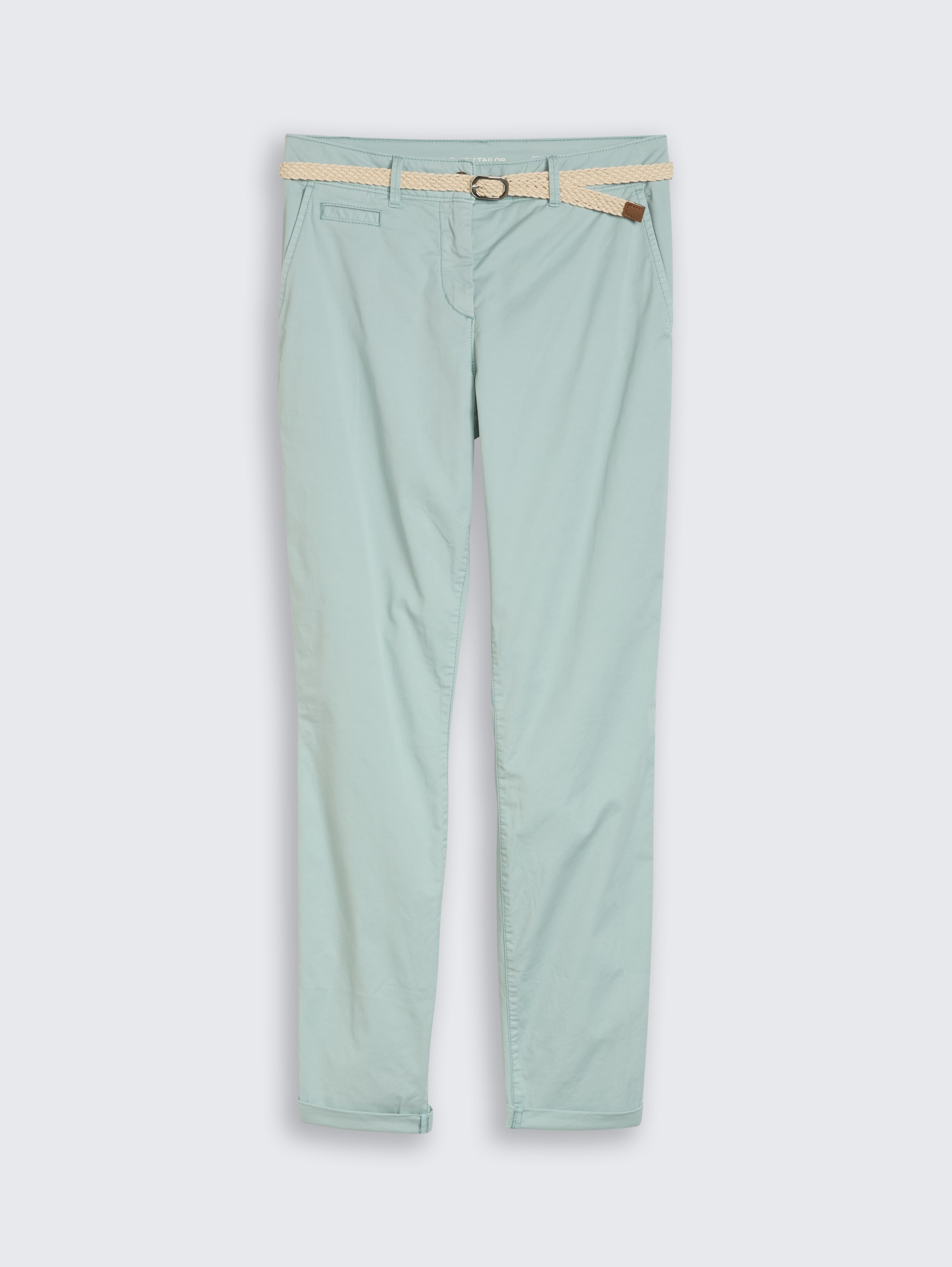 Slim chino trousers with belt - blue haze - Front product view