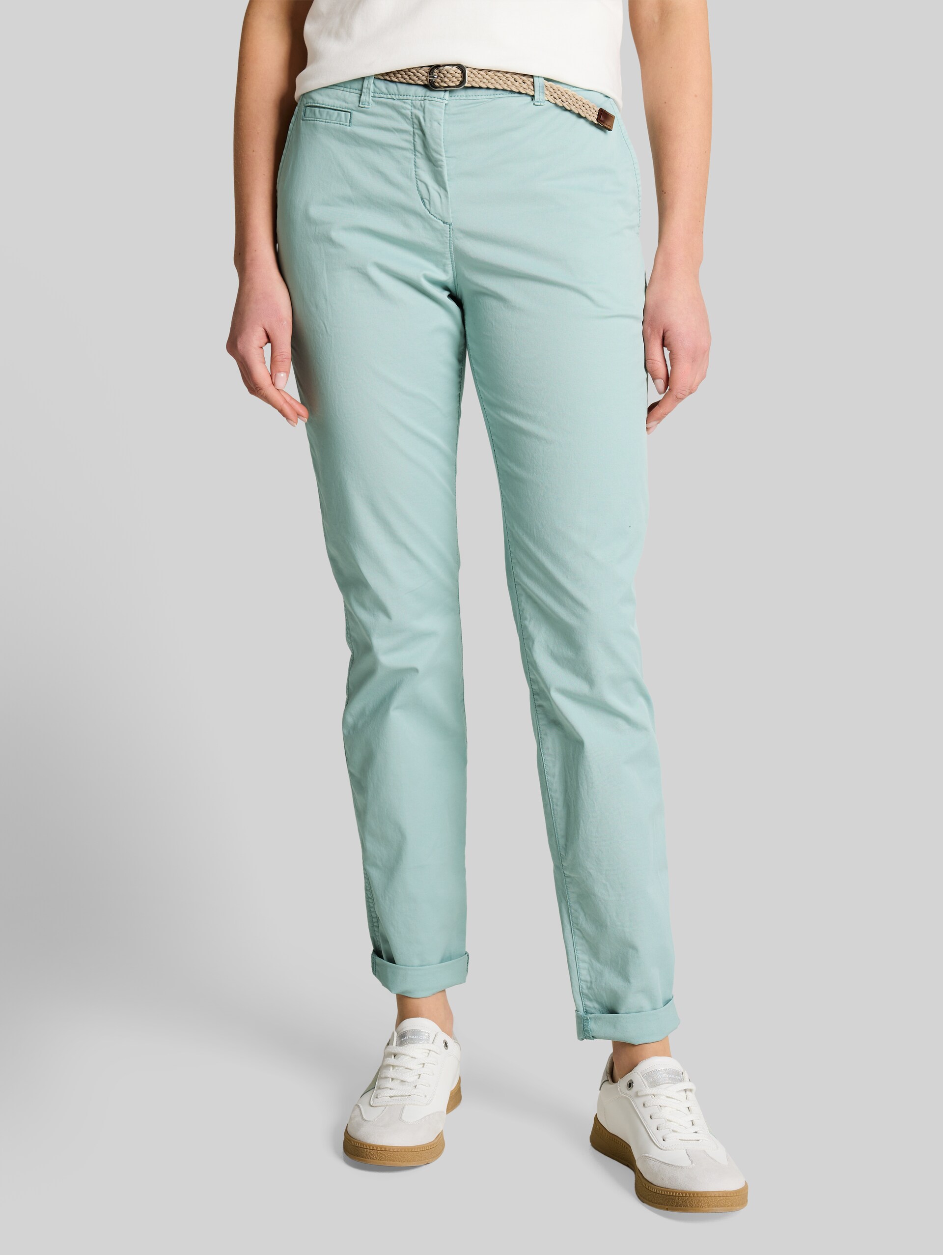 Pantalon chino slim avec ceinture - blue haze - Découpe Vue de face du modèle