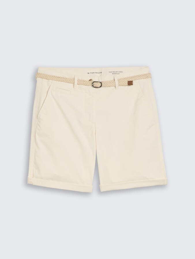 Chino Bermuda Shorts mit Gürtel von Women, Dove White