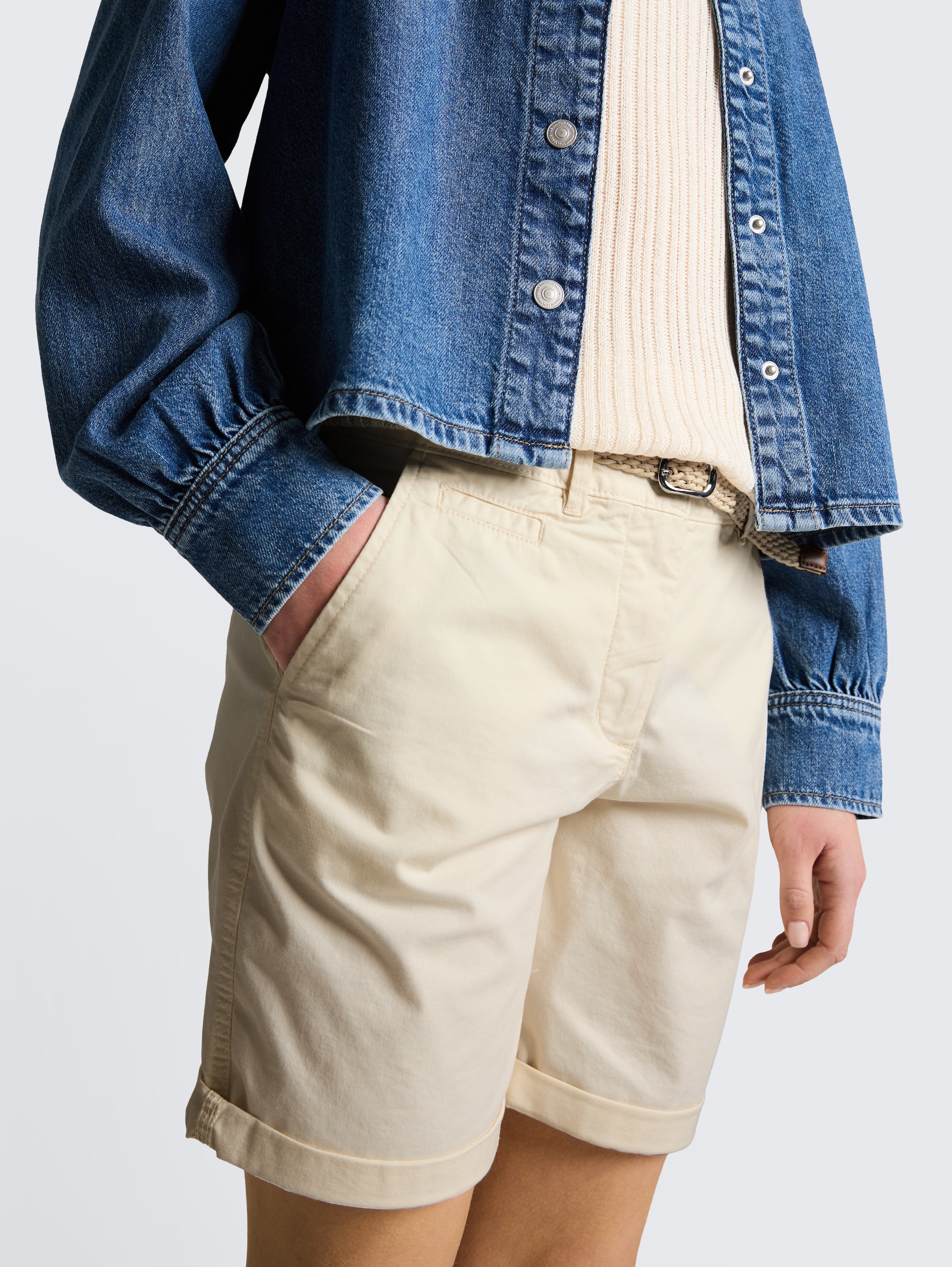 Chino Bermuda shorts with belt - dove_white - 