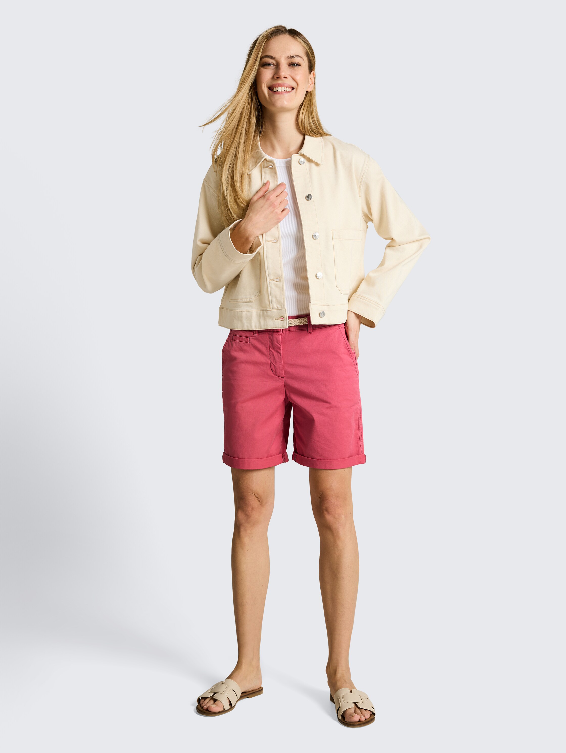 Chino-bermuda met riem - cozy_pink - 